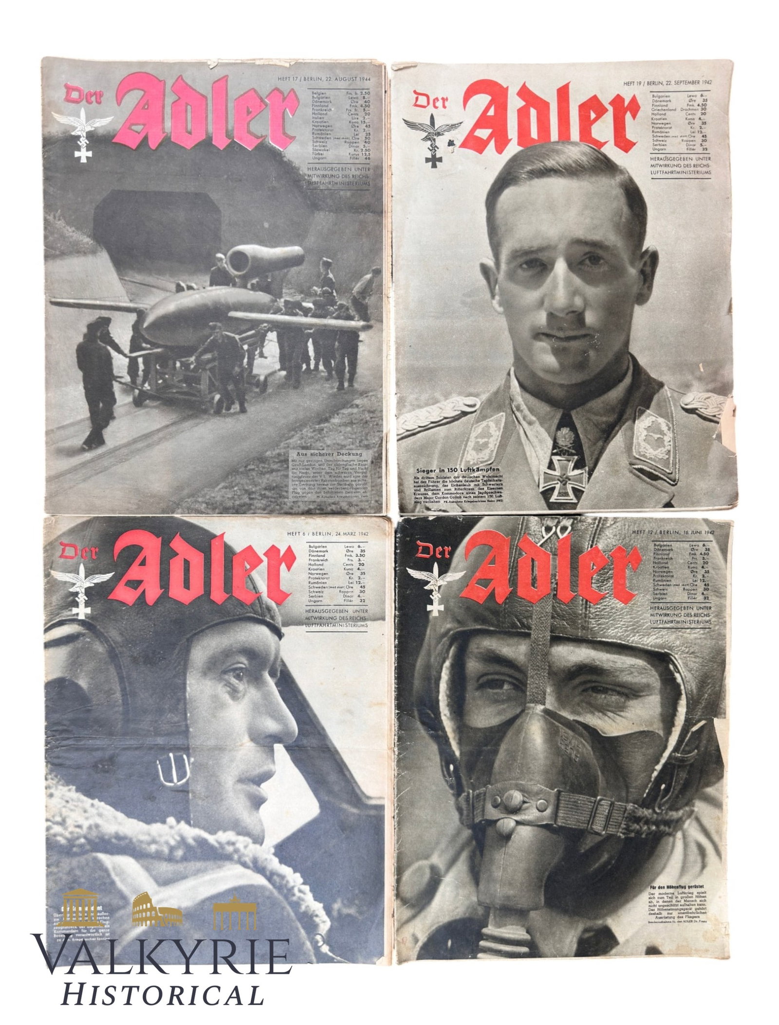 Set of 4 Numbers of the Luftwaffe Official Magazine "Der Adler" - Years 1942 and 1944 (1 of 20)
