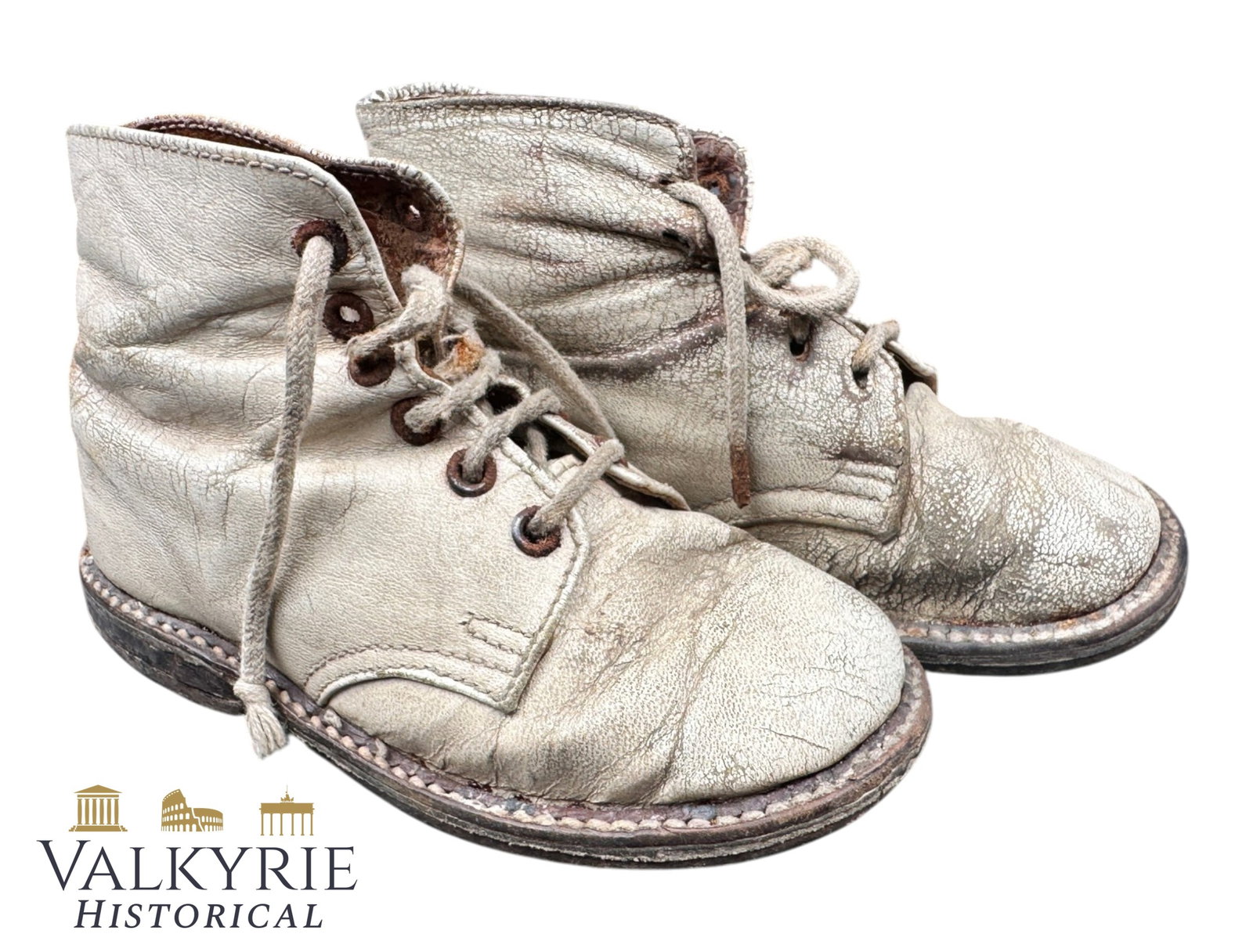 Touching Pair of Leather Boots That Belonged to a Child or Young Boy or Girl Somewhere in Europe: Touching Pair of Leather Boots That Belonged to a Child or Young Boy or Girl Somewhere in Europe. We don't know if they were worn by a victim of the Holocaust or not, but the fact that belonged to a c