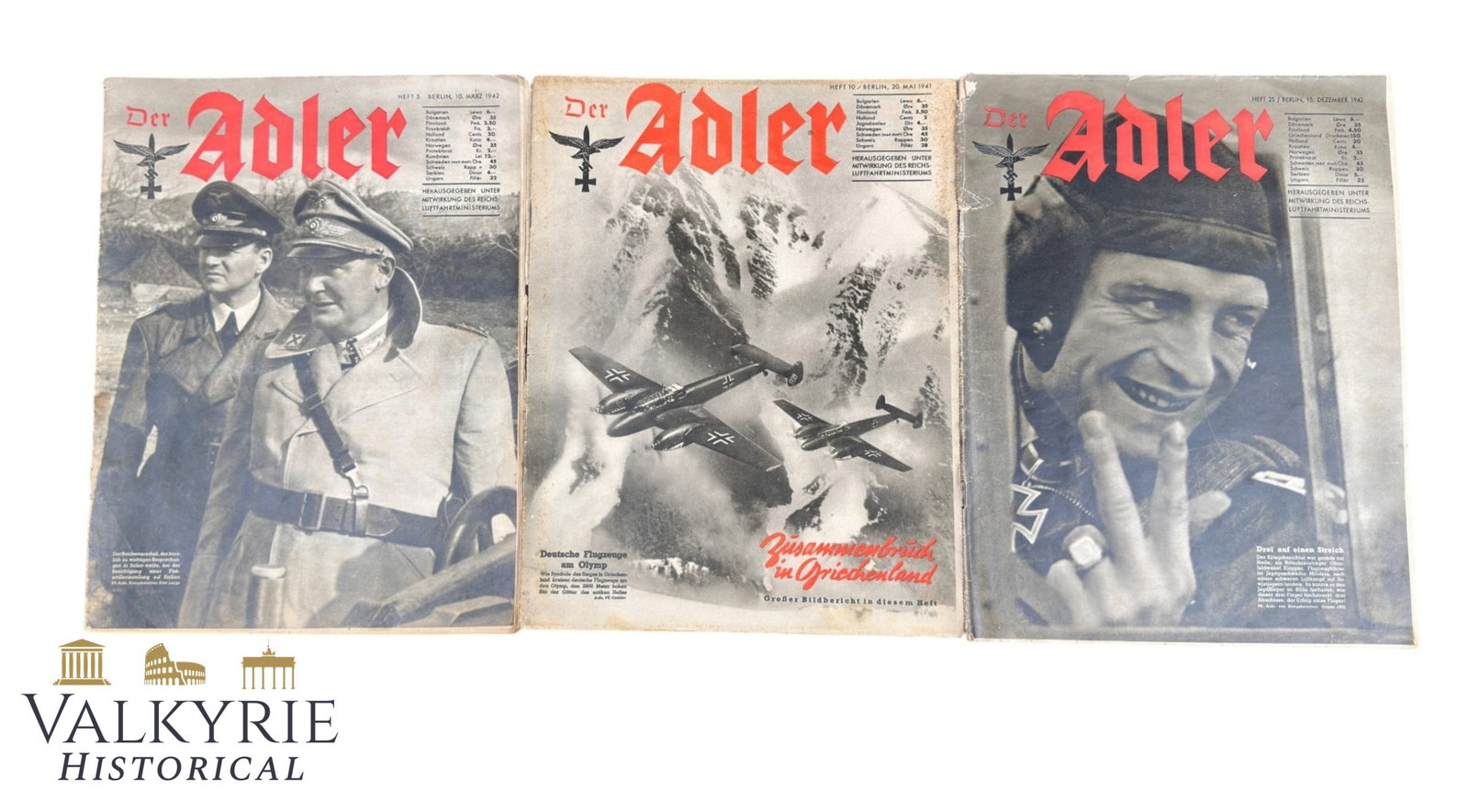 Set of 3 Numbers of the Luftwaffe Official Magazine "Der Adler" - Years 1941 and 1942 (1 of 20)