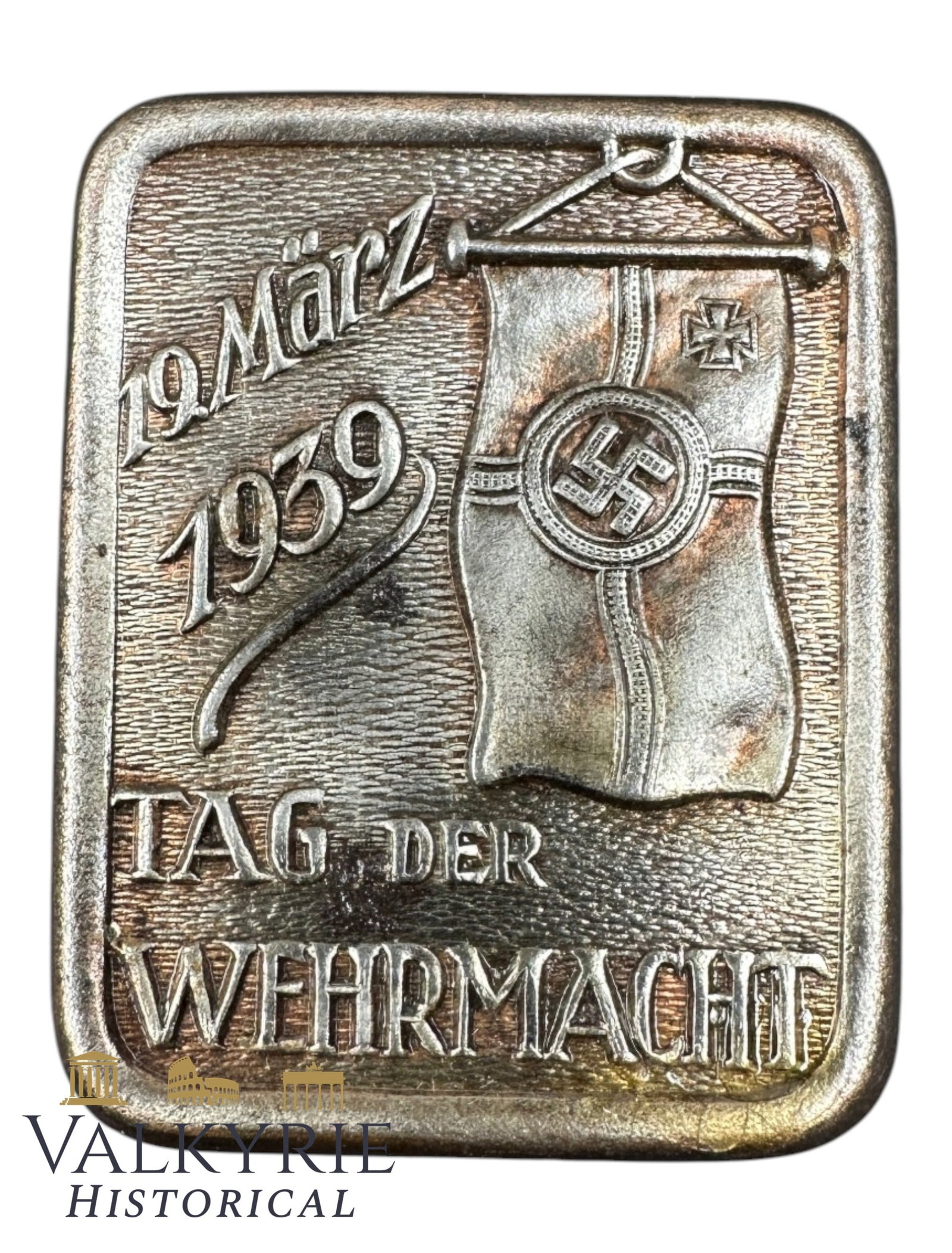 German Commemorative Metal Badge "Day of the Wehrmacht 19. March 1939": German Commemorative Metal Badge "Day of the Wehrmacht 19. March 1939". Needle system working perfectly. Shipping flat cost $25 it doesn't matter how many items you win. you pay just $25 for shipping.