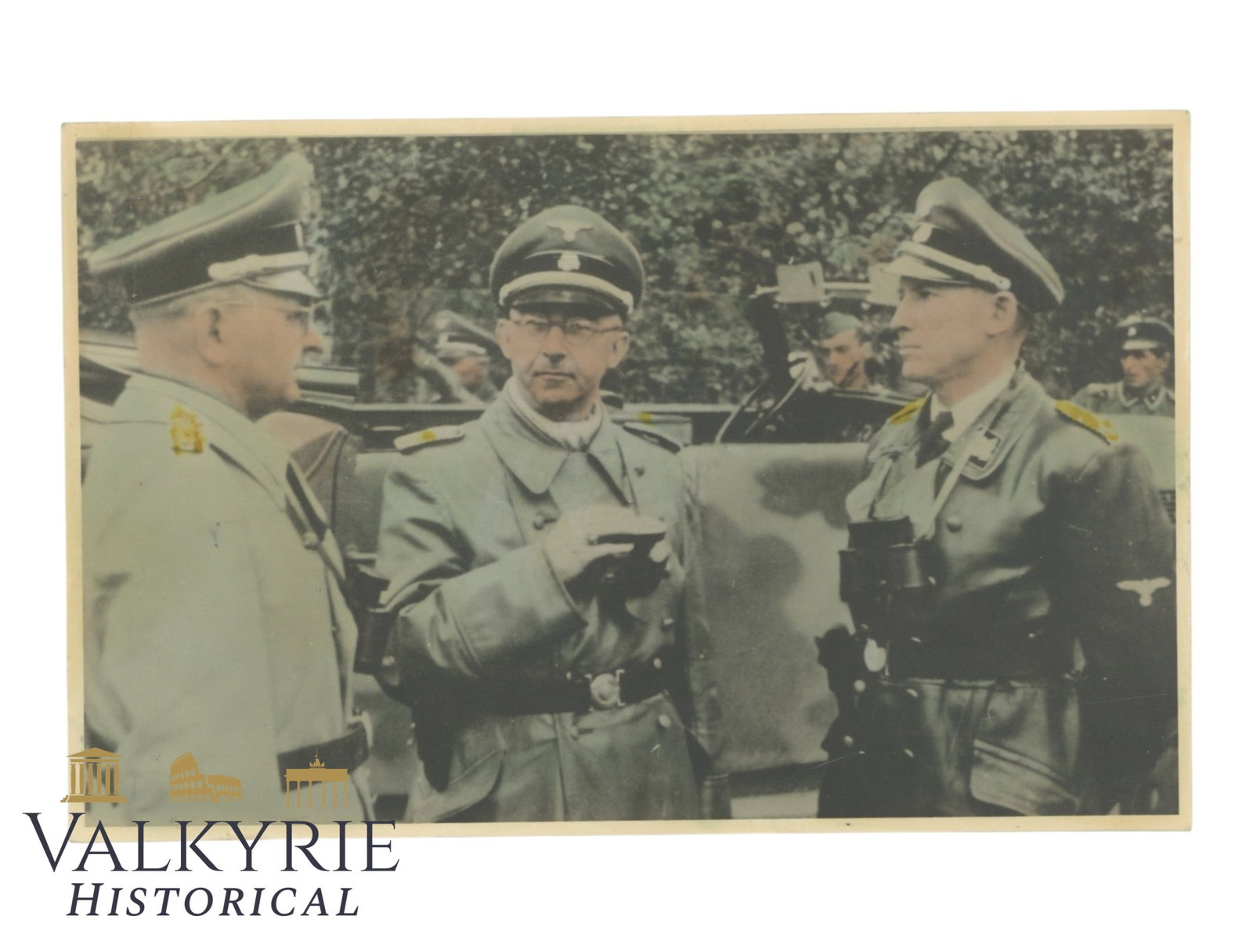 Rare Colourised Press Photo of the "Der Fuhrer" SS Panzer Grenadier Regiment With Himmler in Poland: Rare Colourised Press Photo of the "Der Fuhrer" SS Panzer Grenadier Regiment With Himmler in Poland accompained by SS-Brigadefuhrer Dr. Otto Waechter and SS-Brigadefuhrer Friedrich Freitag. Taken in 1