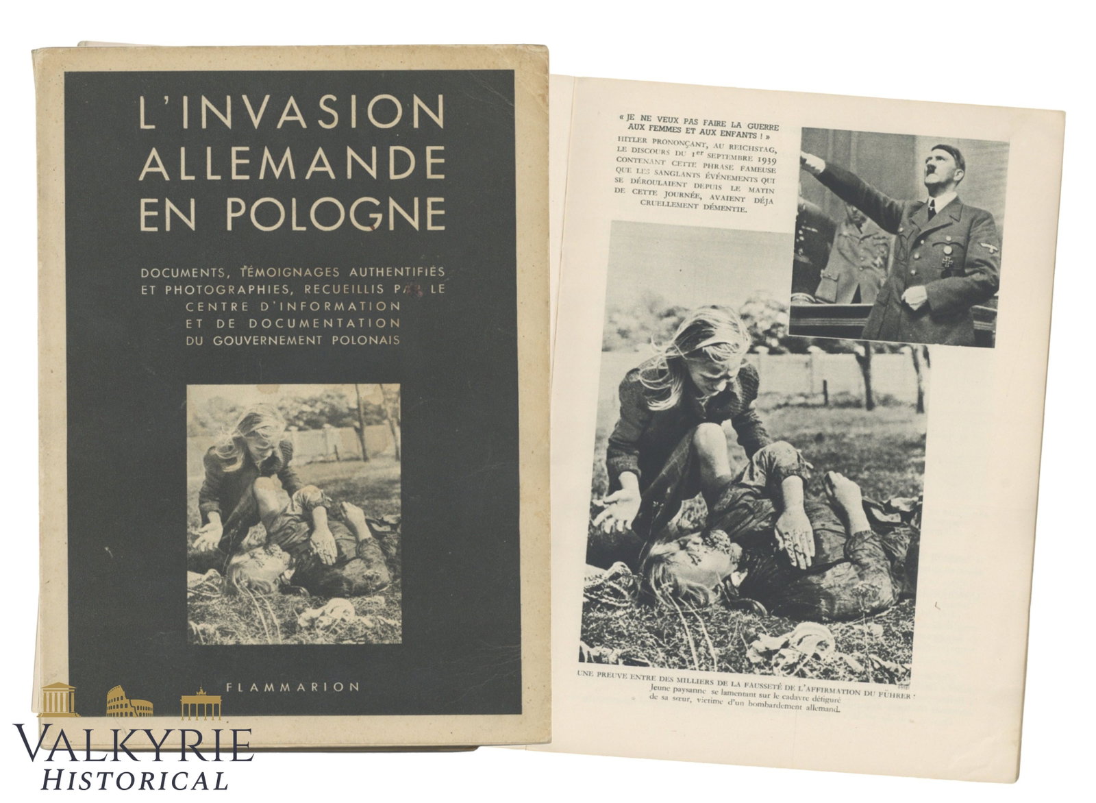 Rare historical book titled L'Invasion allemande en Pologne (The German Invasion of Poland): WWII 1940 Polish Exile "Black Book" – L'Invasion Allemande en Pologne (Flammarion, Paris)1. Item Overview Up for auction is a rare and historically significant WWII publication: L'Invasion allemande