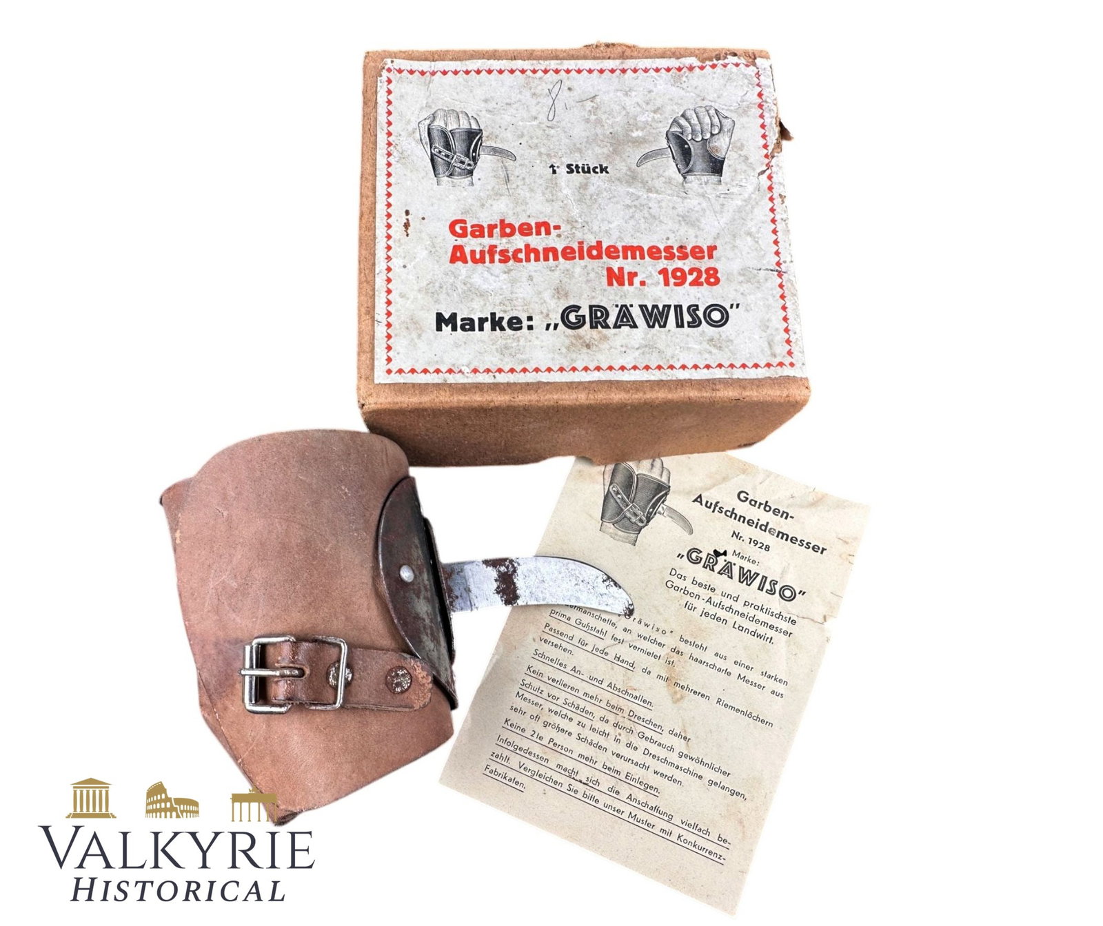 RARE Original GRÄWISO Knife – Srbosjek"("Serb-cutter") – WWII Jasenovac Concentration camp: Original GRÄWISO Solingen No. 1928 Knife – "Srbosjek" ("Serb-cutter") – WWII Jasenovac Concentration Camp Set (Box + Leaflet)1. Item Description and Set Contents Up for auction is a 100% original