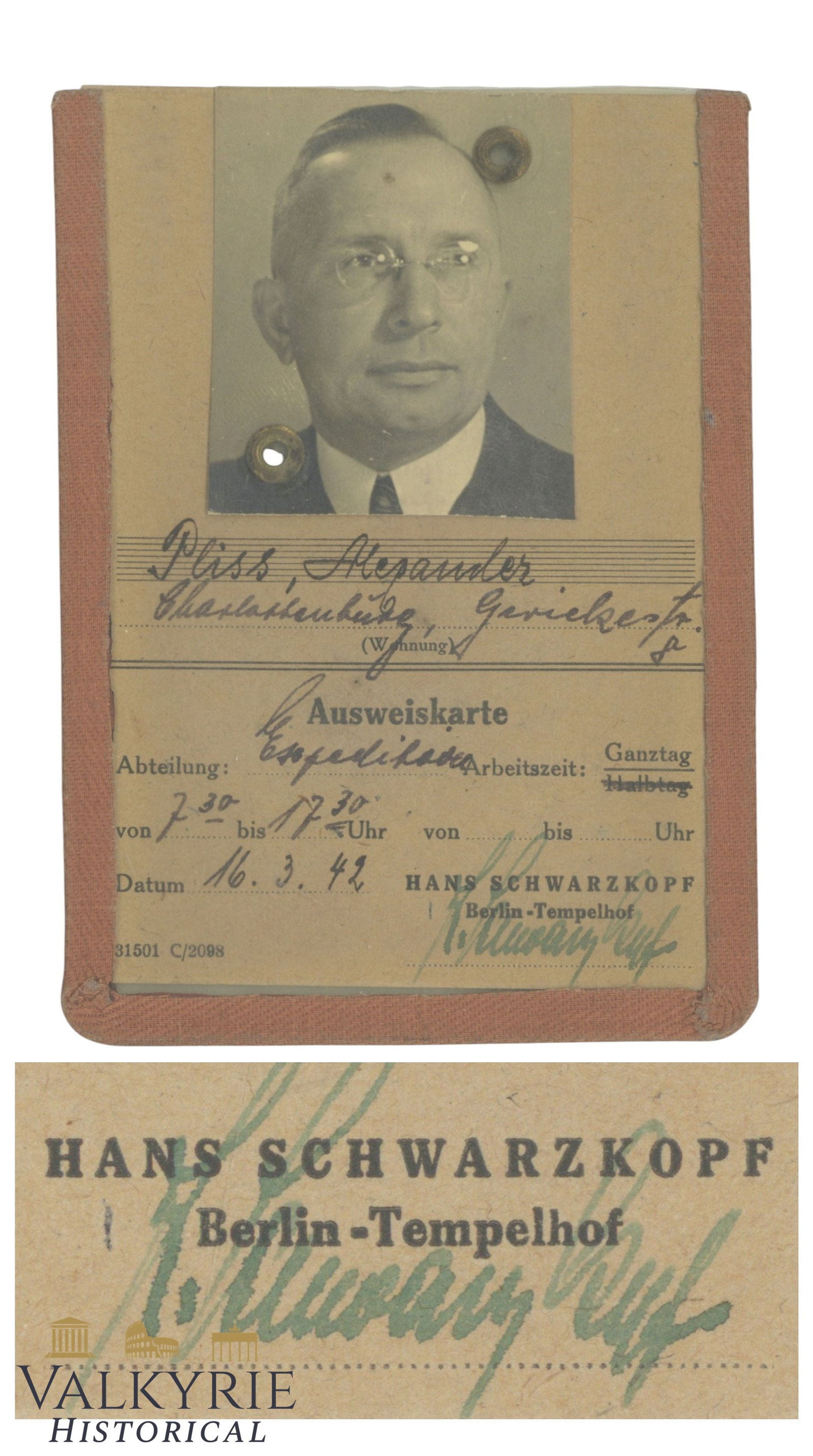 German Hans Schwarzkopf Berlin Employee ID Card Ausweiskarte (1 of 5)
