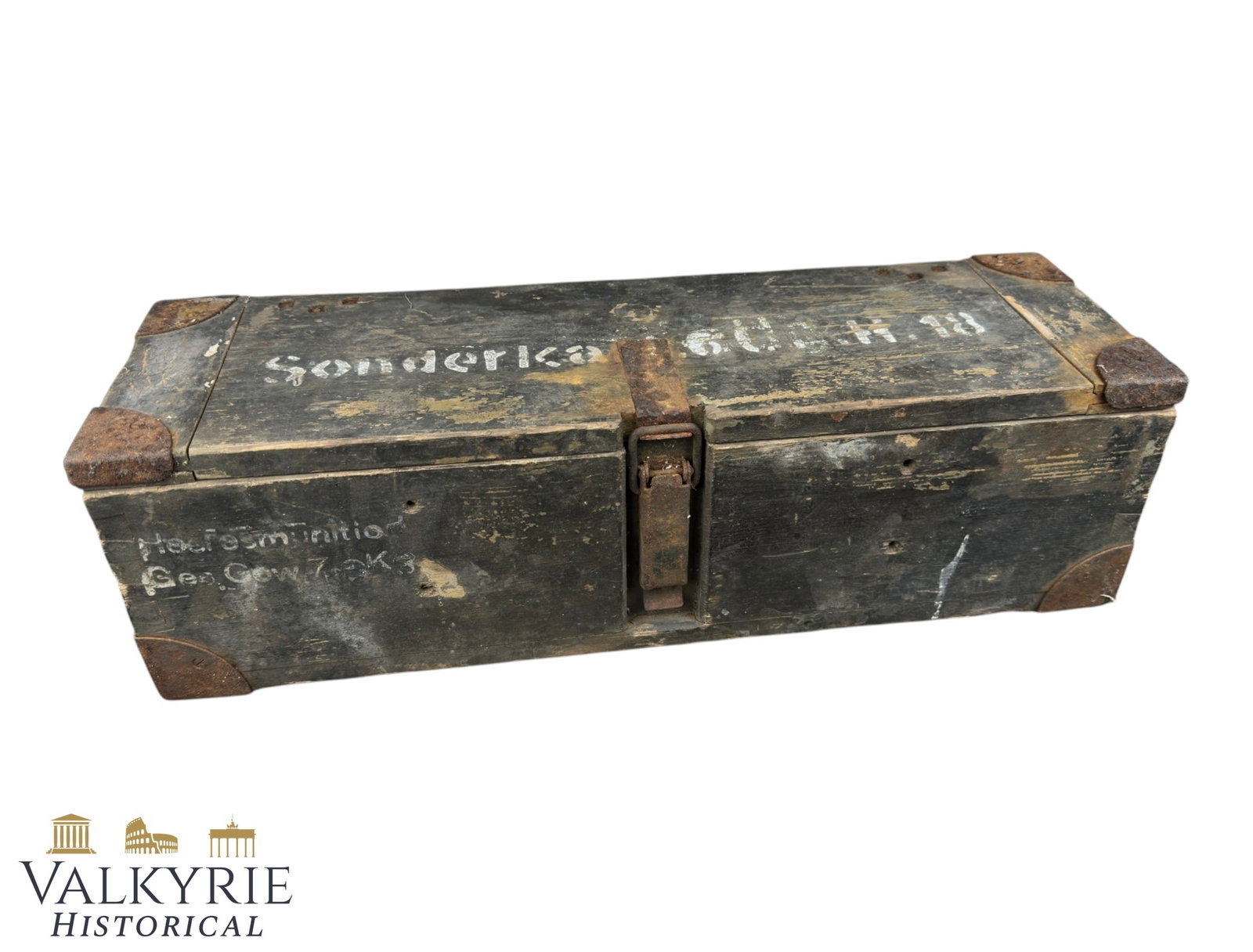 WWII German Wehrmacht Wooden Ammunition Crate – Sonderkart: WWII German Wehrmacht Wooden Ammunition Crate – Sonderkart. 6 le.F.H. 18 (Empty / Inert)1. Item Overview & Specifications Up for auction is an authentic, original World War II German Wehrmacht milit