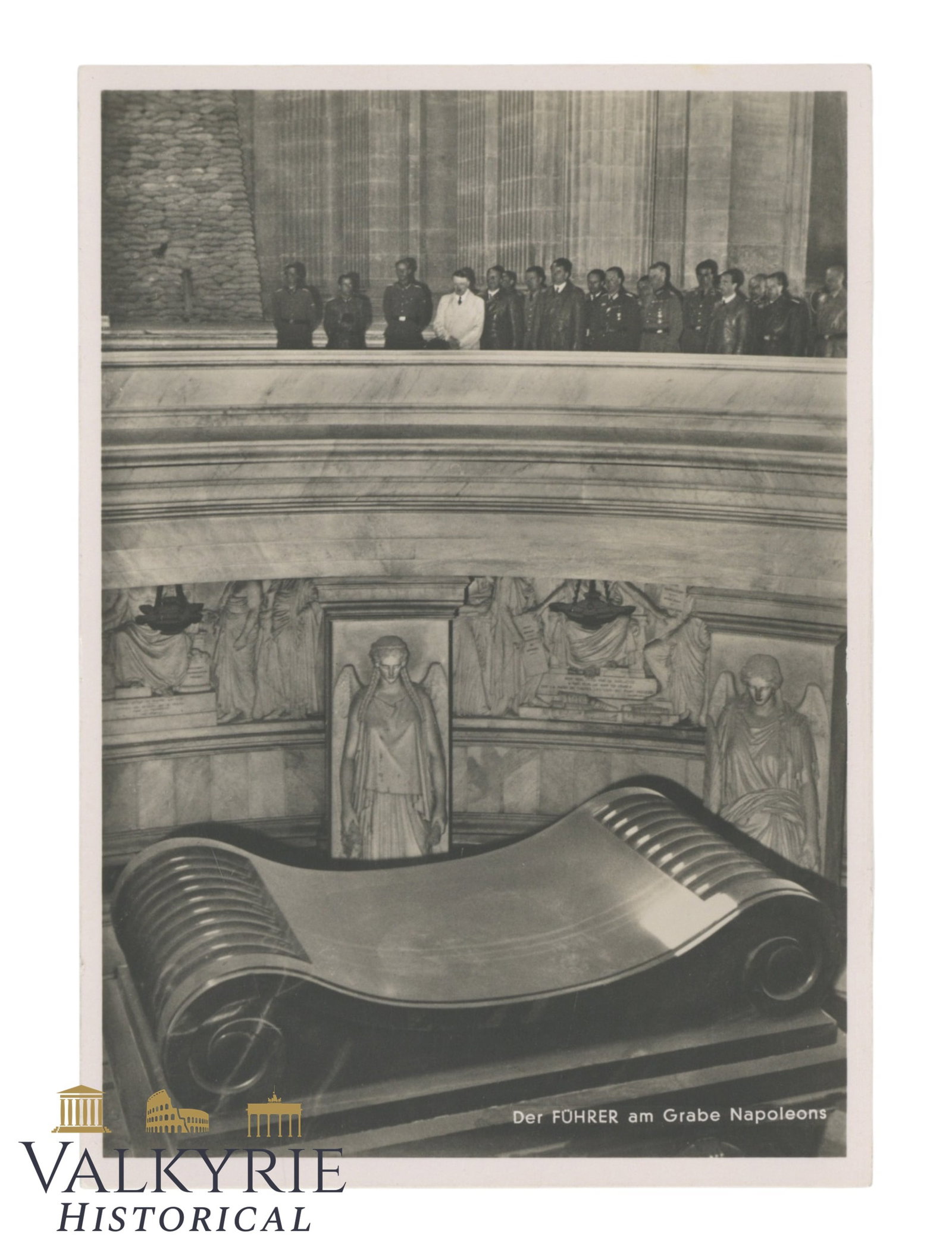 German Propaganda Postcard Capturing the Visit of Hitler to the Tomb of Napoleon in the Invalides: German Propaganda Postcard Capturing the Visit of Hitler to the Tomb of Napoleon in the Invalides in 1940. Non-circulated. Shipping flat cost $25 it doesn't matter how many items you win. you pay