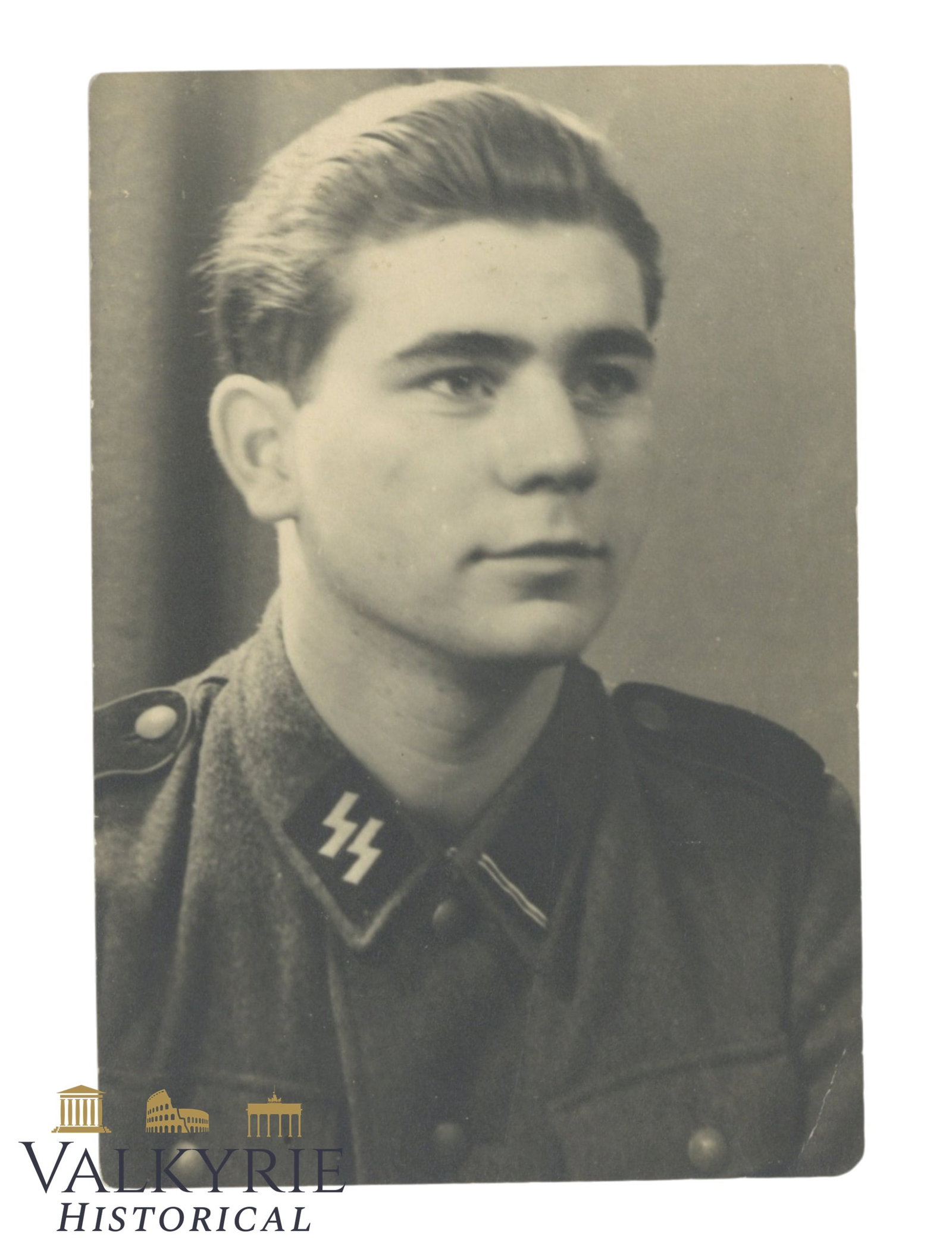 Postcard Size Photo of a German Waffen SS Sturmann Dedicated to Family in May 1945!: Postcard Size Photo of a German Waffen SS Sturmann Dedicated to Family in May 1945!, just before the end of the war! Size: 11,5x8cm Shipping flat cost $25 it doesn't matter how many items you win.