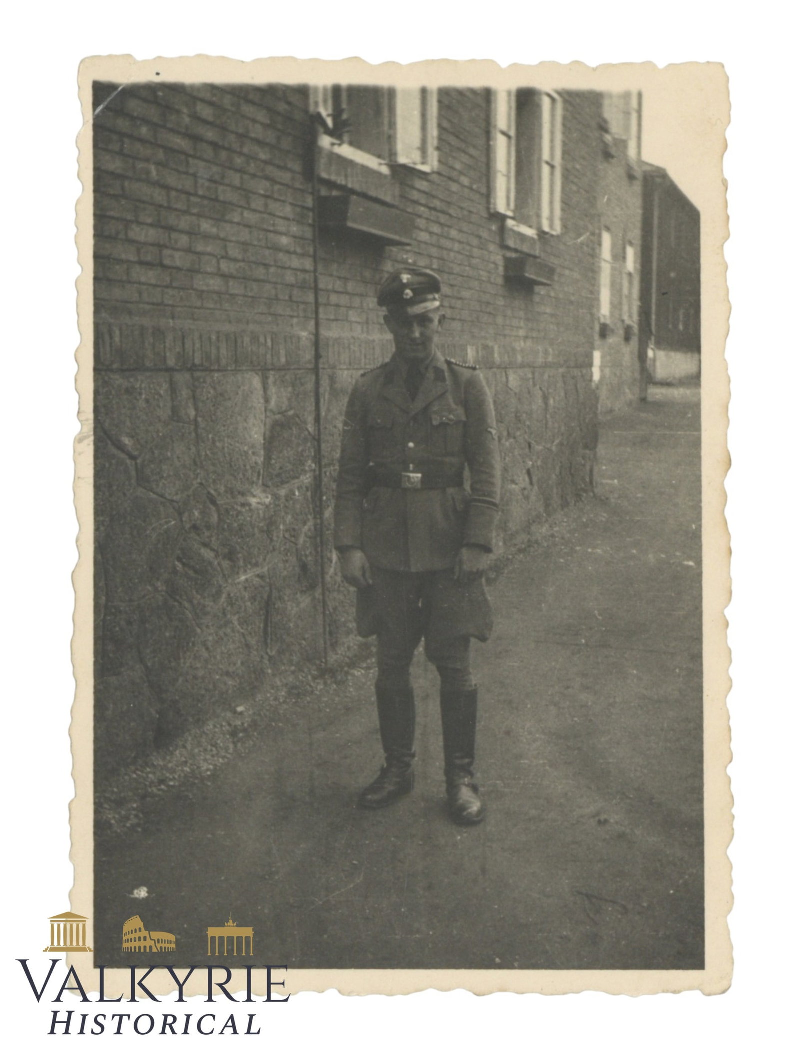 German Photo of a German Waffen SS Mann Posing Somewhere in Germany During the WW2 (1 of 2)