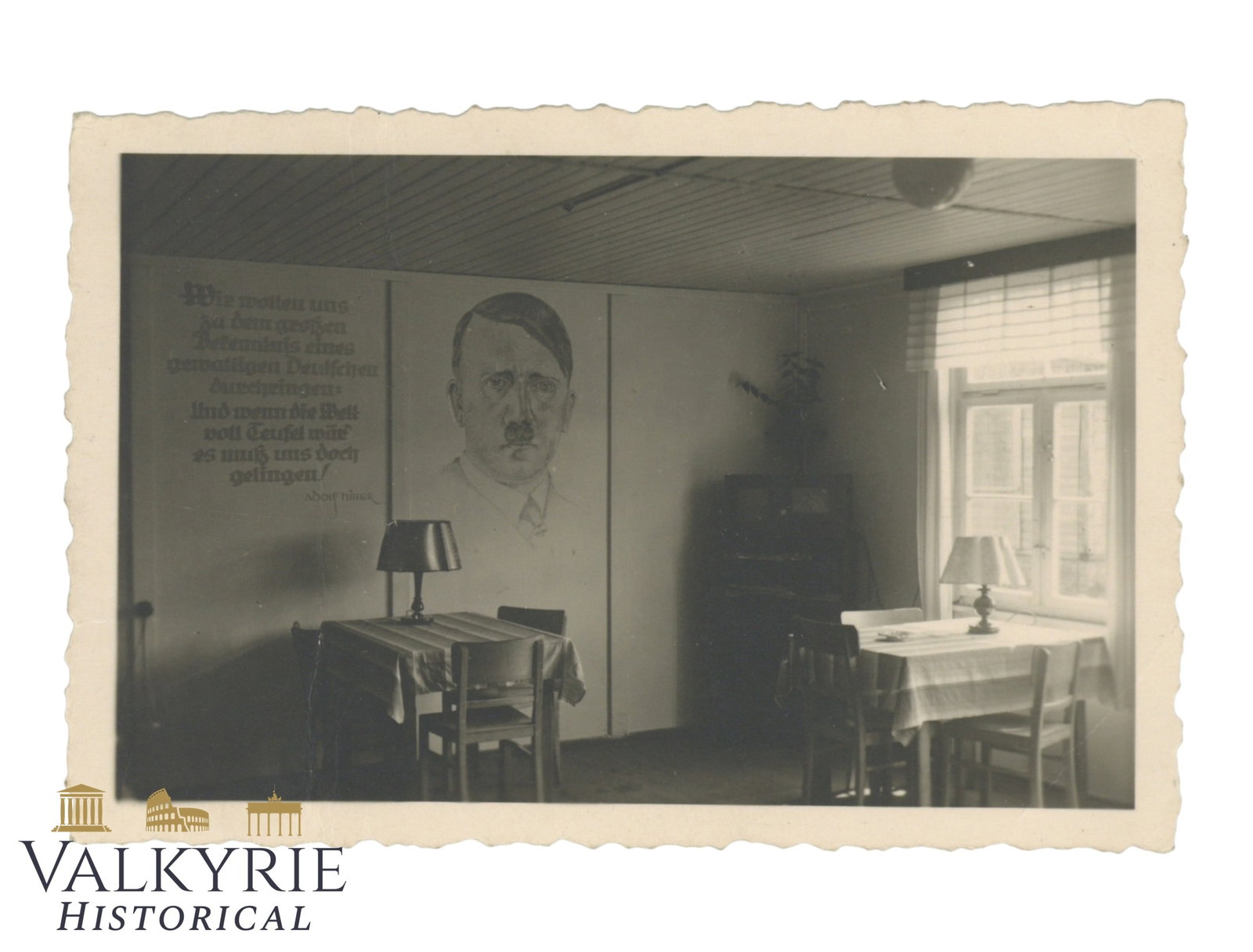 German Photo of a German Restaurant's Dining-Room Decorated With Adolf Hitler's Painting in the Wall: German Photo of a German Restaurant's Dining-Room Decorated With Adolf Hitler's Painting in the Wall. Size: 9x6cm Shipping flat cost $25 it doesn't matter how many items you win. you pay just $25 for
