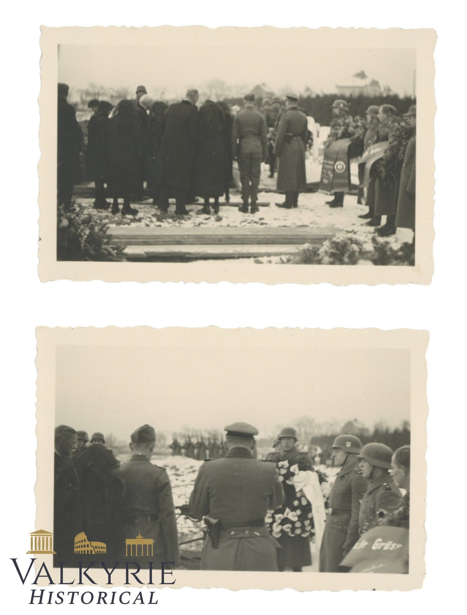 2 Private Taken Photos of a Funeral Ceremony of a Fallen SS Soldier or Officer: 2 Private Taken Photos of a Funeral Ceremony of a Fallen SS Soldier or Officer. Removed from photo album. Size: 9x6cm Shipping flat cost $25 it doesn't matter how many items you win. you pay just $25