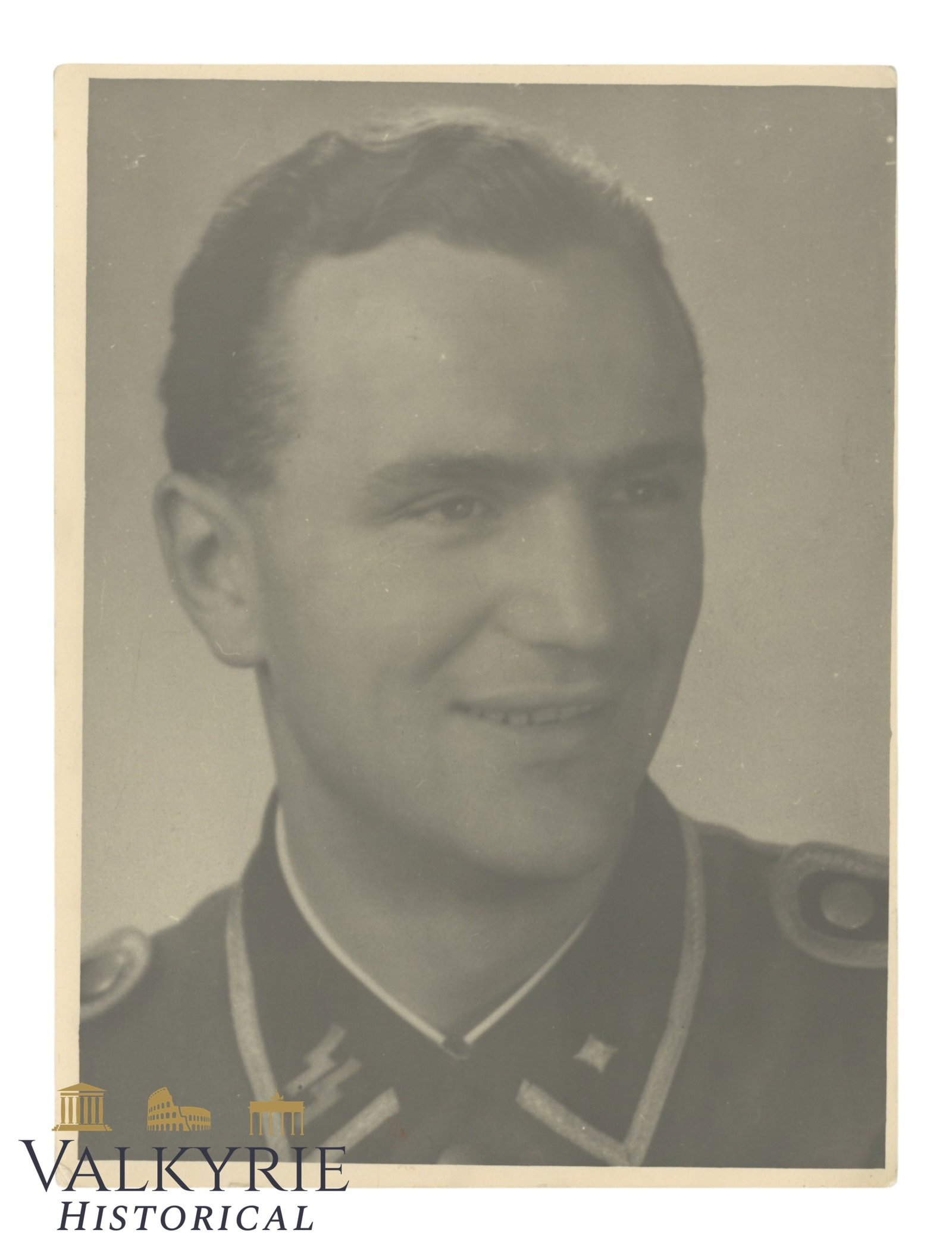 German Portrait Photo of a Waffen SS Unterscharfuhrer: German Portrait Photo of a Waffen SS Unterscharfuhrer. Size: 24x18cm Shipping flat cost $25 it doesn't matter how many items you win. you pay just $25 for shipping.
