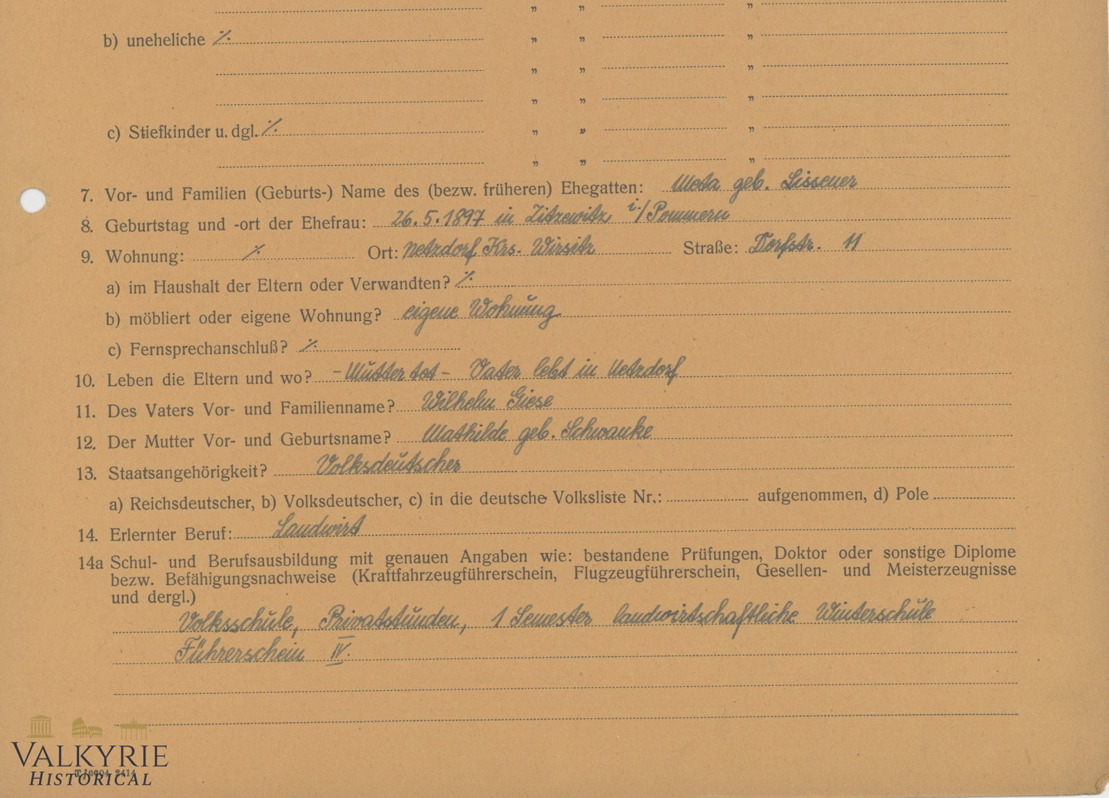 German Form For Application For Identification Card For a Man - Year 1941. - 4
