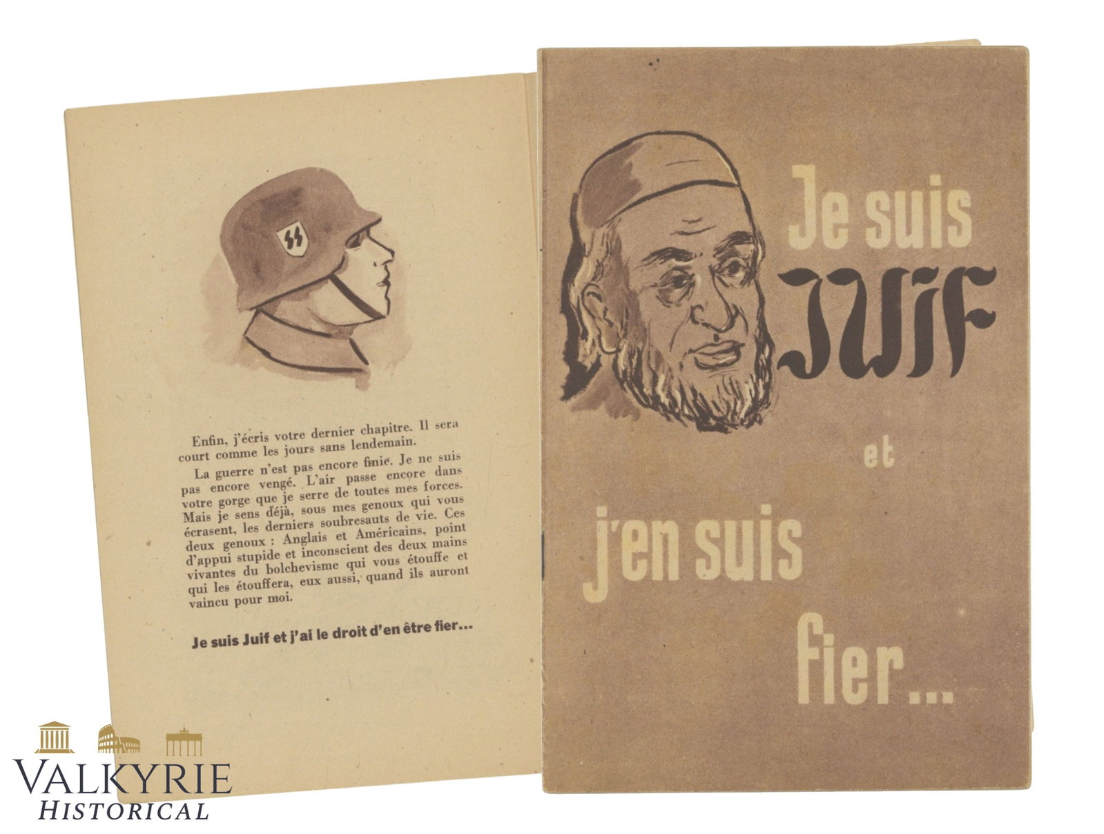 French Anti-Semitic Booklet "I Am Jewish and I am Proud of It...": French Anti-Semitic Booklet "I Am Jewish and I am Proud of It...". Soft cover. Illustrated. Published during the occupation of France. Shipping flat cost $25 it doesn't matter how many items you win.
