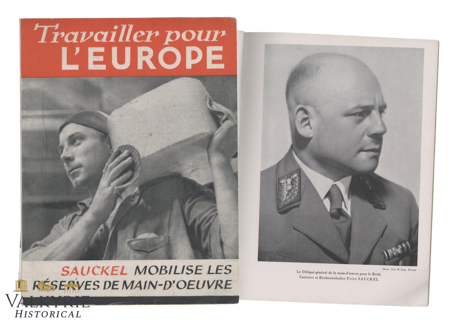 German Propaganda Book in French "Work For Europe. Sauckel Movilizes The Workforce Reserves" (1 of 13)