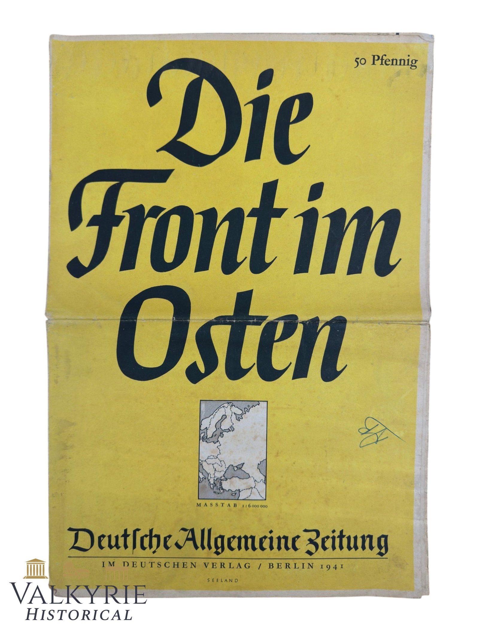 WW2 Period German Foldable Map Printed by Deutsche Allgemeine Zeitung "The Front in the East": WW2 Period German Foldable Map Printed by Deutsche Allgemeine Zeitung German magazine "The Front in the East". In colour. Good condition. Shipping flat cost $25 it doesn't matter how many items you wi