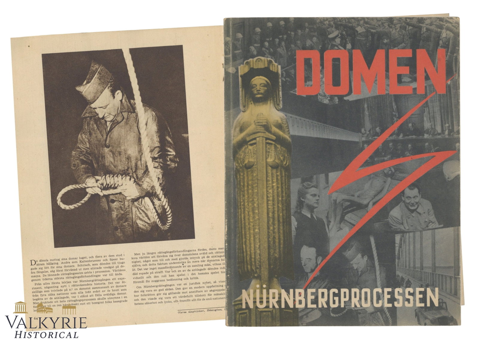 Post War Swedish Book "The Judgment. The Nuremberg Trials" by Gerhard F. Liebenthal: Post War Swedish Book "The Judgment. The Nuremberg Trials" by Gerhard F. Liebenthal. Soft cover. Year 1946 in Stockholm. Very illustrated. Shipping flat cost $25 it doesn't matter how many items you w