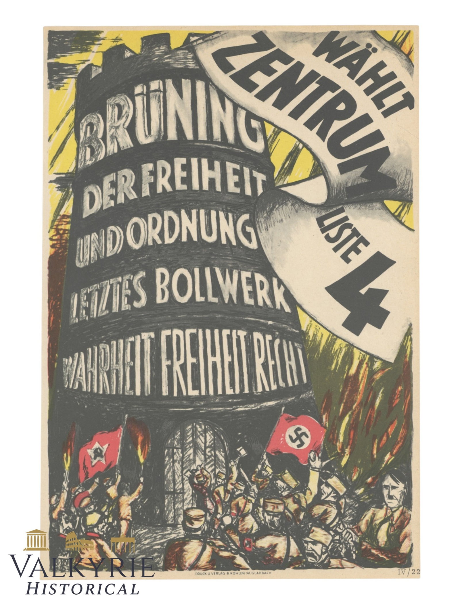 German Elections Propaganda Leaflet of the Zentrum Party "Bruening. Freedom and Order...": German Elections Propaganda Leaflet of the Zentrum Party "Bruening. Freedom and Order...". "Truth. Freedom. Justice".From 30s. Size: 29,5x20cm Shipping flat cost $25 it doesn't matter how many items y