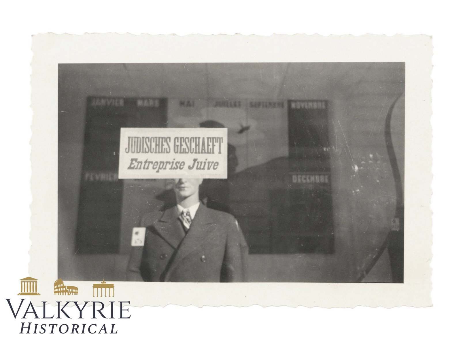 French III Reich Period Photo of a Jewish Business in France Signalized by the Nazis as Such: French III Reich Period Photo of a Jewish Business in France Signalized by the Nazis as Such for boycott. Photo of a Shop Marked With a Sticker That Says in German and French "Jewish Business".Size: 1