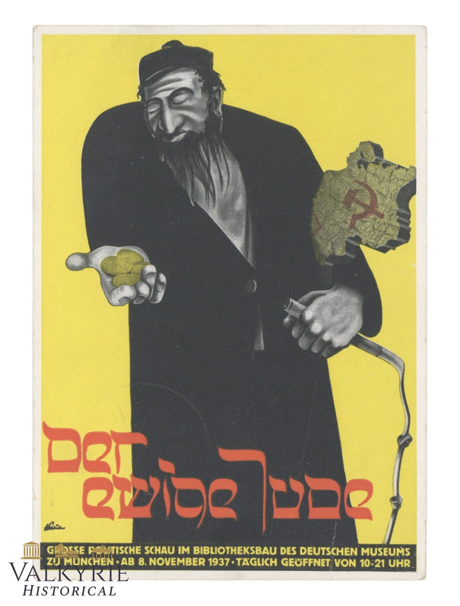 Commemorative Postcard of the Huge Anti-Semitic Exhibition in Munich "The Eternal Jew" 1937 (1 of 2)