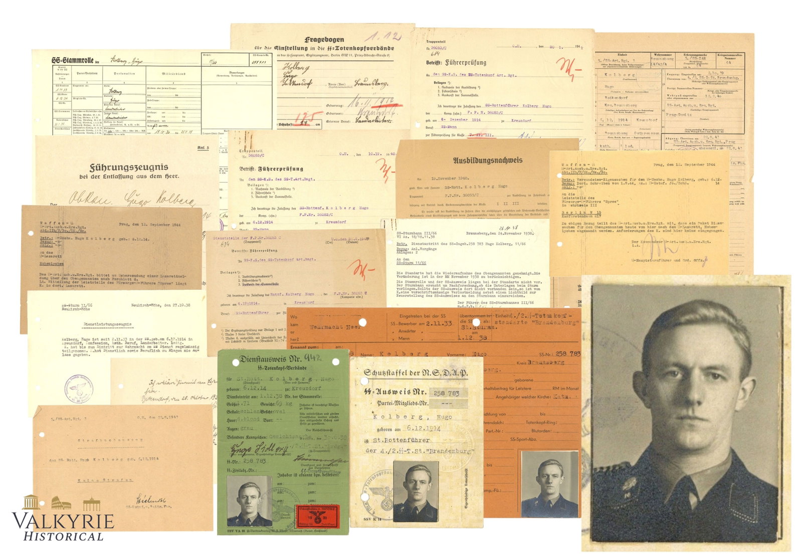 Huge Documents File Belonging to a SS Totenkopfverbande Member Called Hugo Kolberg (1 of 20)