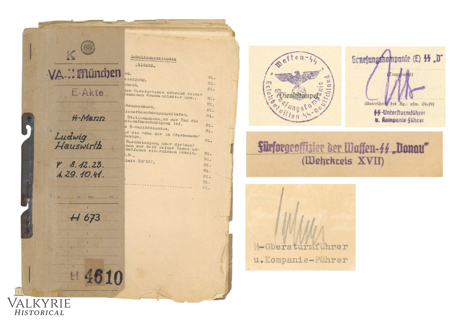 Very Rare Set With Many Documents Compiled in a Folder of a Fallen Waffen SS Soldier 1941 (1 of 14)