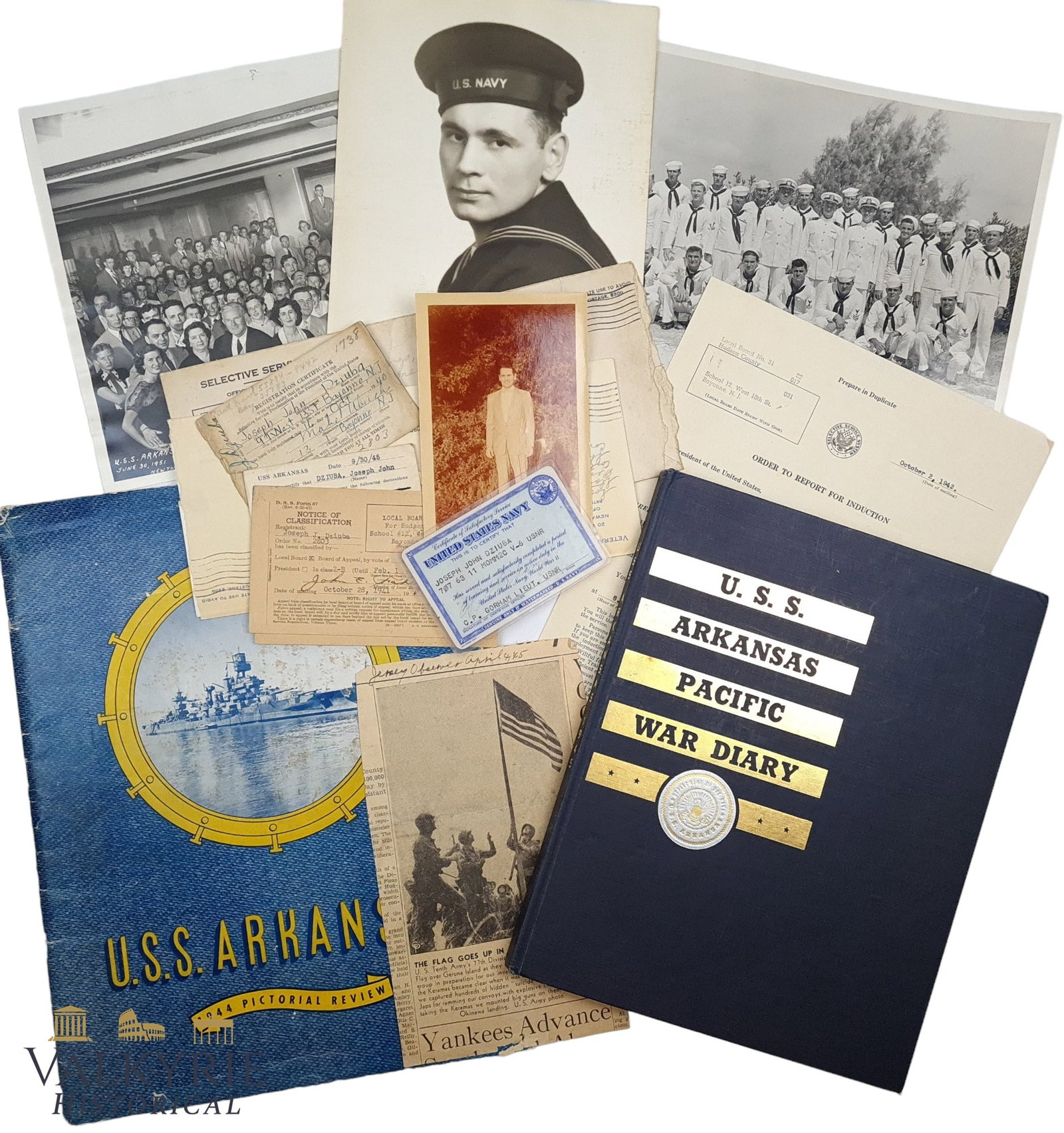 WW2 - US Sailor Memorabilia Set U.S.S. Arkansas BIG SET ! (1 of 20)