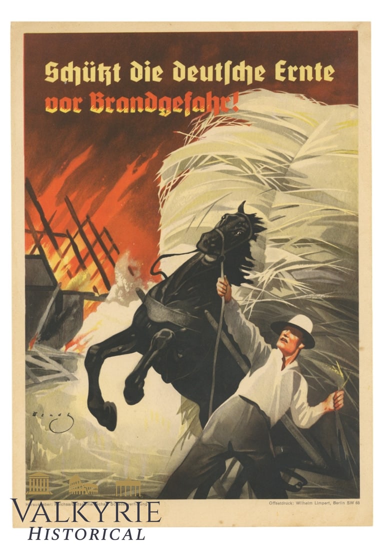 3 Reich German Poster That Reads "Protect the German Harvest From the Fire Risk!" (1 of 2)