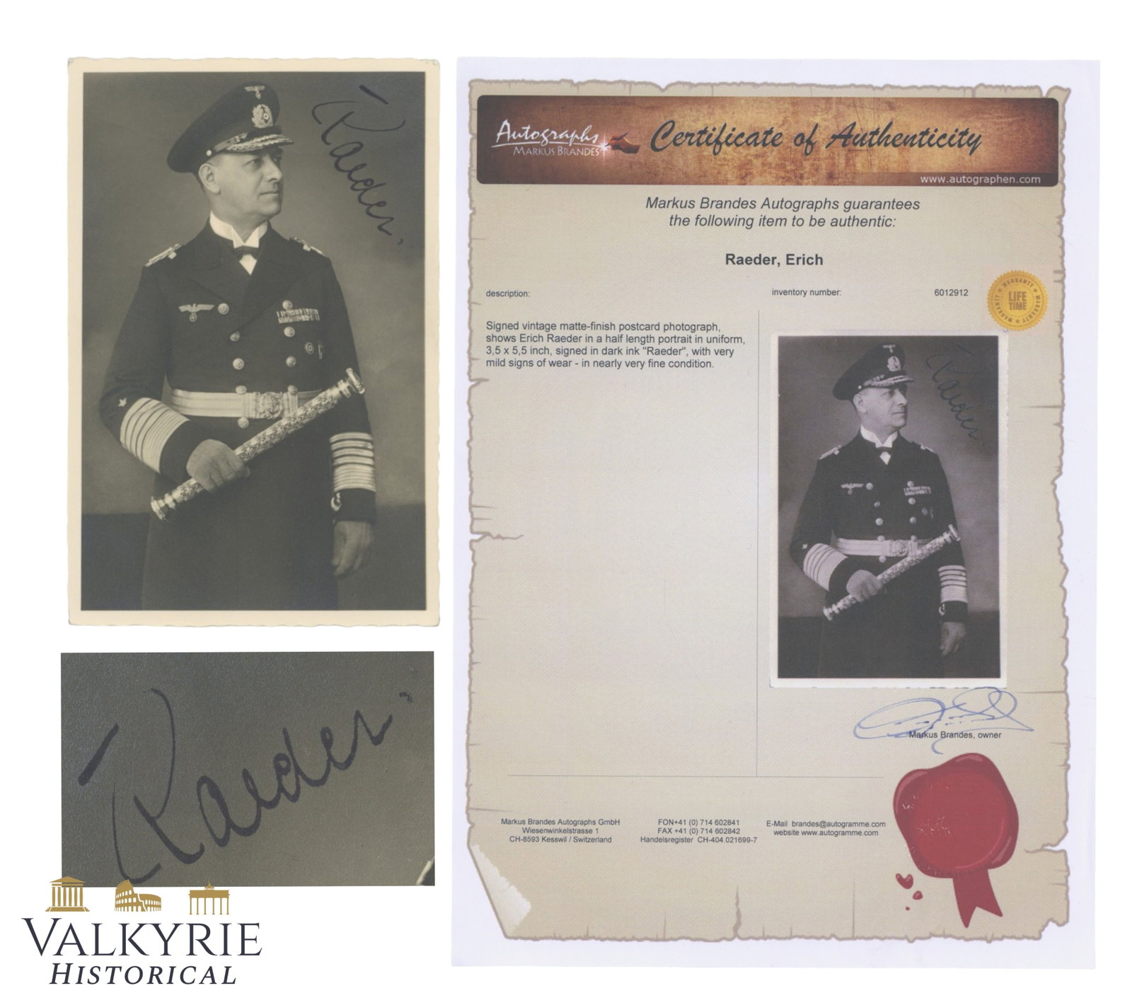Signed Erich Raeder Photograph (pre-1943) (1 of 5)