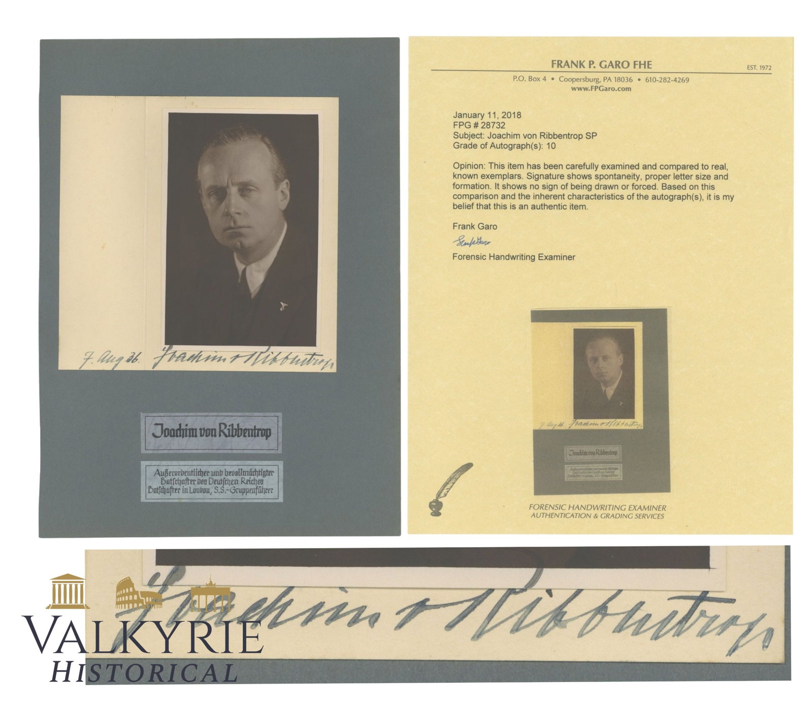 Signed Joachim Von Ribbentrop Photograph (1 of 6)