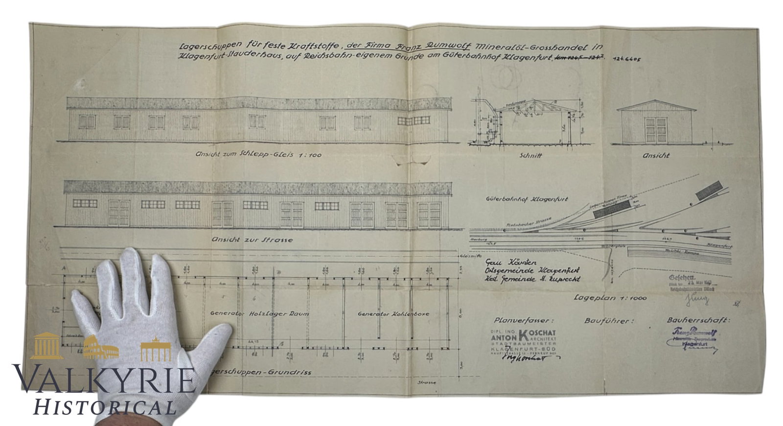 Original Blueprint of an Architectural Project During III Reich in Klagenfurt Mine Train Station (1 of 20)