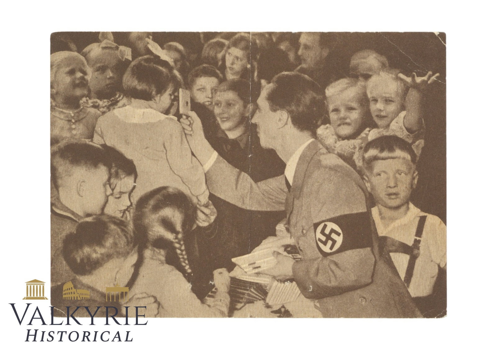 German Propaganda Leaflet of the Winterhilfswerk 1936/37 - Photo of Goebbels With Children: German Propaganda Leaflet of the Winterhilfswerk 1936/37 - Photo of Goebbels With Children. A leaflet that thanks all the German people who contributed with donations to the WHW campaign. Goebbels sur
