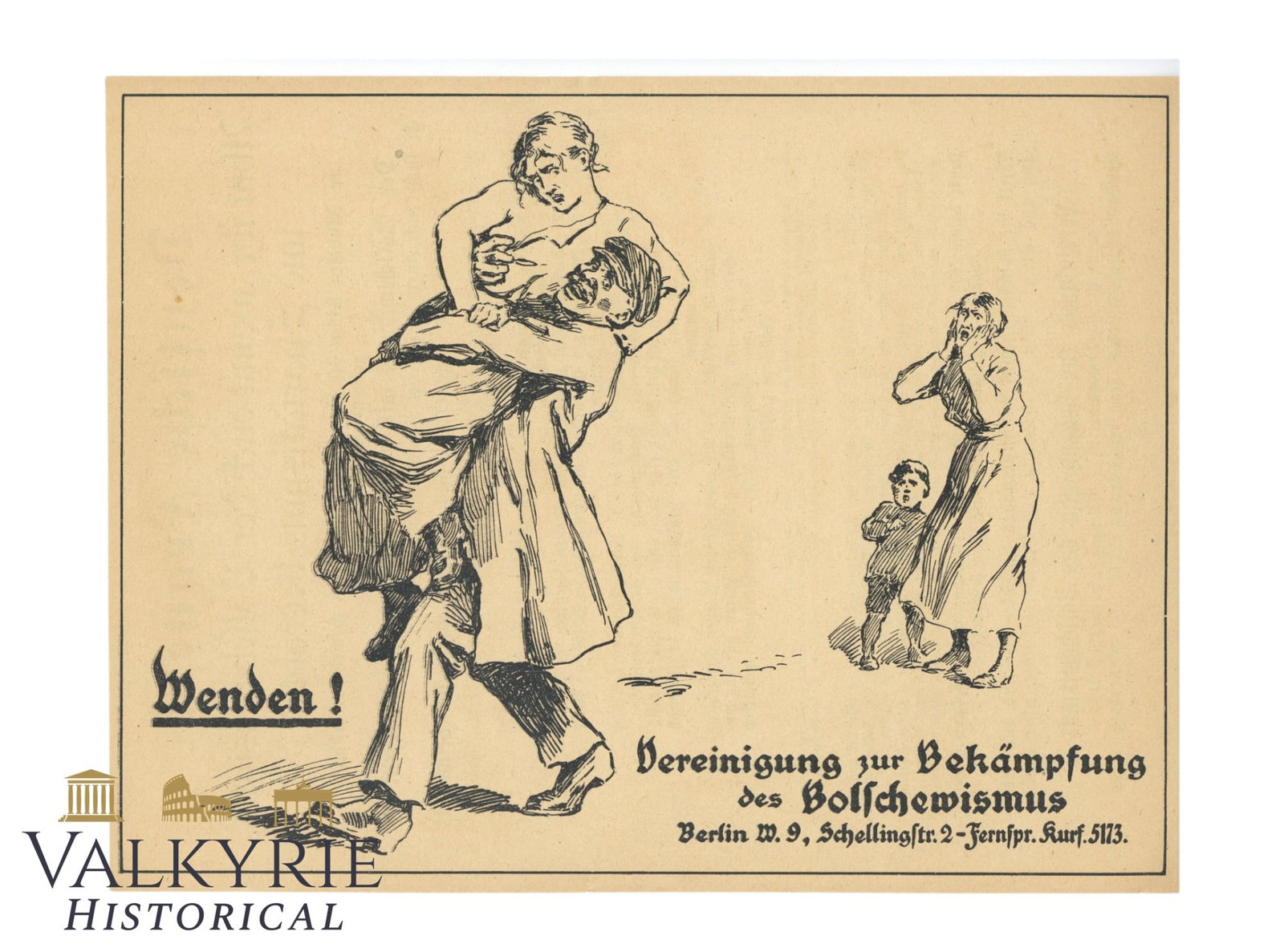 German Anti-communist Propaganda Leaflet "German Women!" About the Threat of Communism: German Anti-communist Propaganda Leaflet "German Women! Guess What Does Bolshevism and Spartakism Threaten You With!". Printed by a Nazi anti-communist association. Good condition size 30cm x 23cm Shi