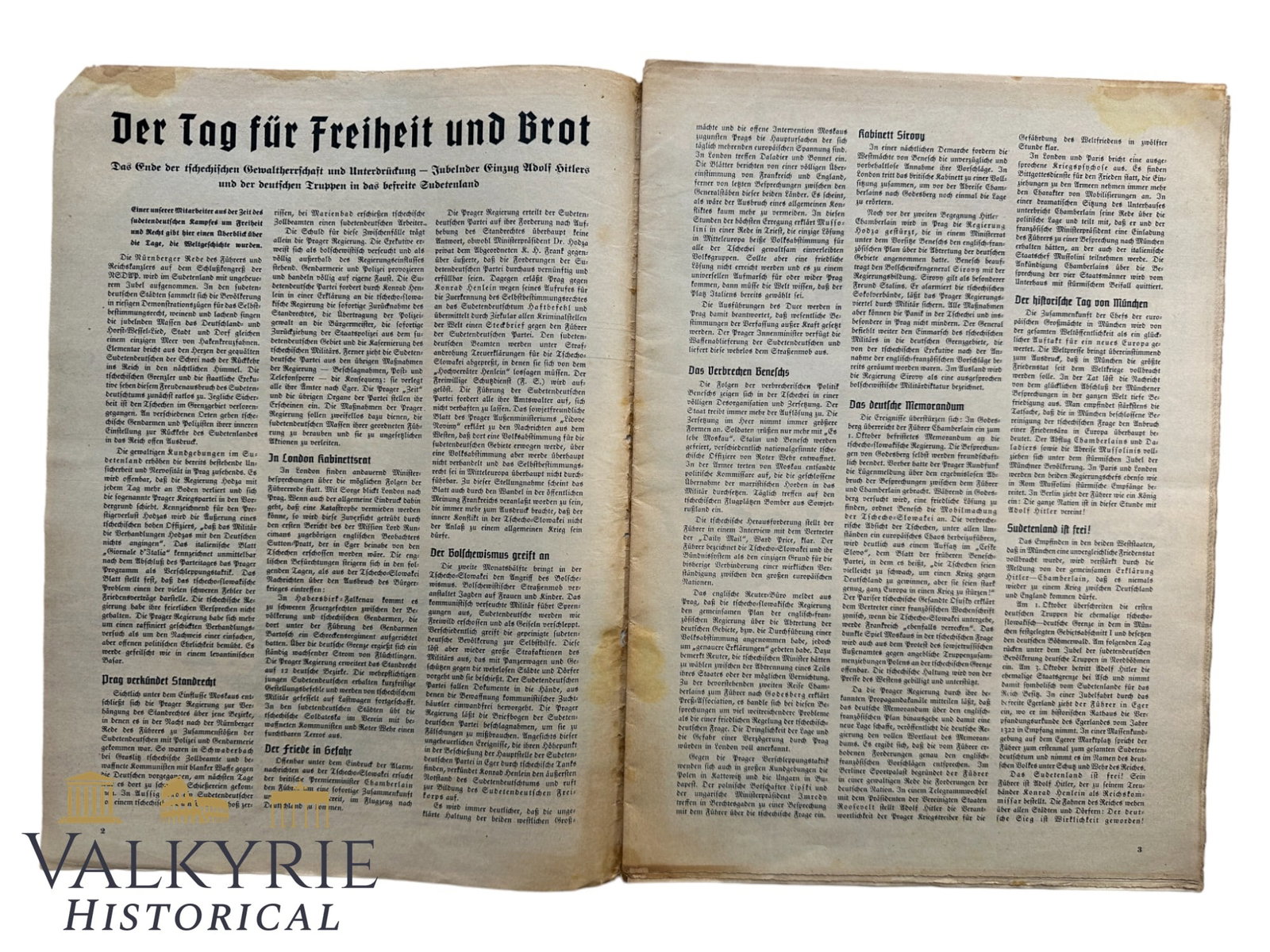 German Magazine "Der Volksdeutsche" - Nr. 19 - 1. October 1938 - "Sudetenland Returns Home!" - 2