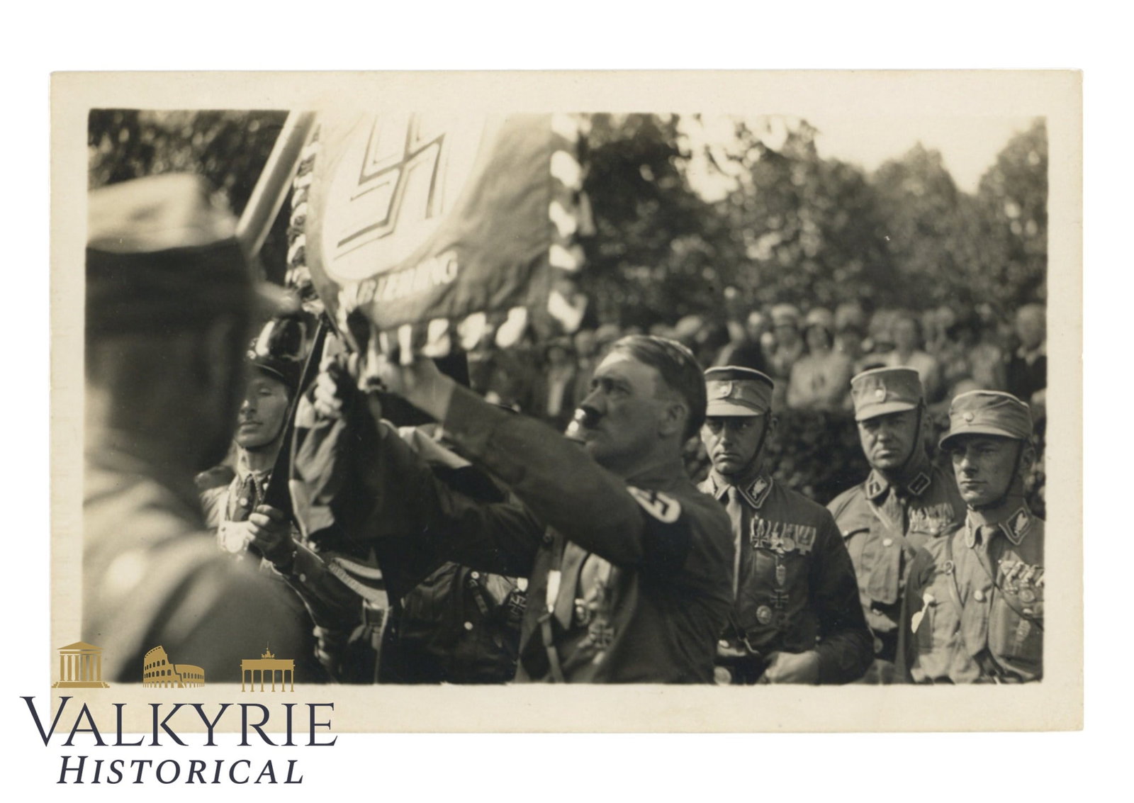 Postcard of Adolf HItler Using the Blutfahne to Touch Other Nazi Banners During a Rally (1 of 2)