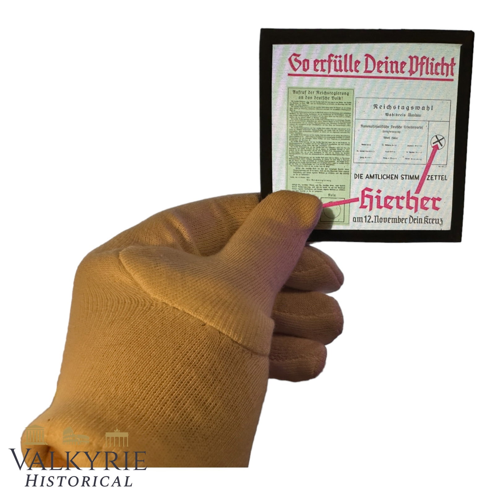 III Reich Period Glass Slide With Message "That's How to Do Your Duty" by NSDAP - 2