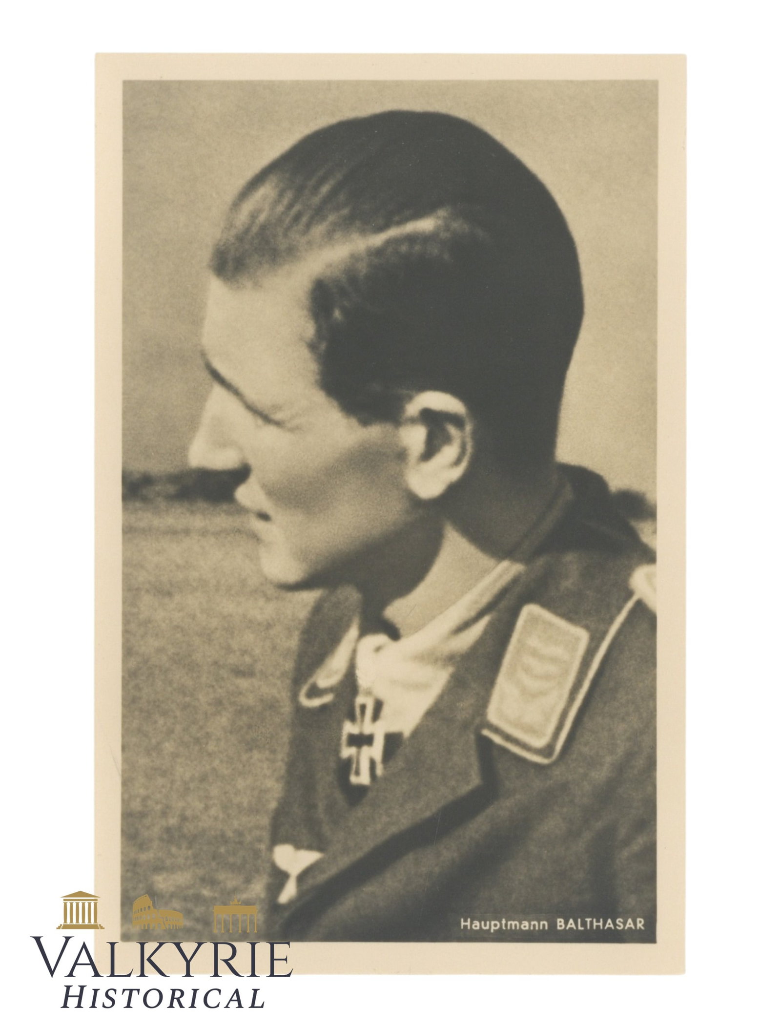 German Postcard With Portrait of Luftwaffe Ace Knight's Cross Holder Hauptmann Balthasar (1 of 2)
