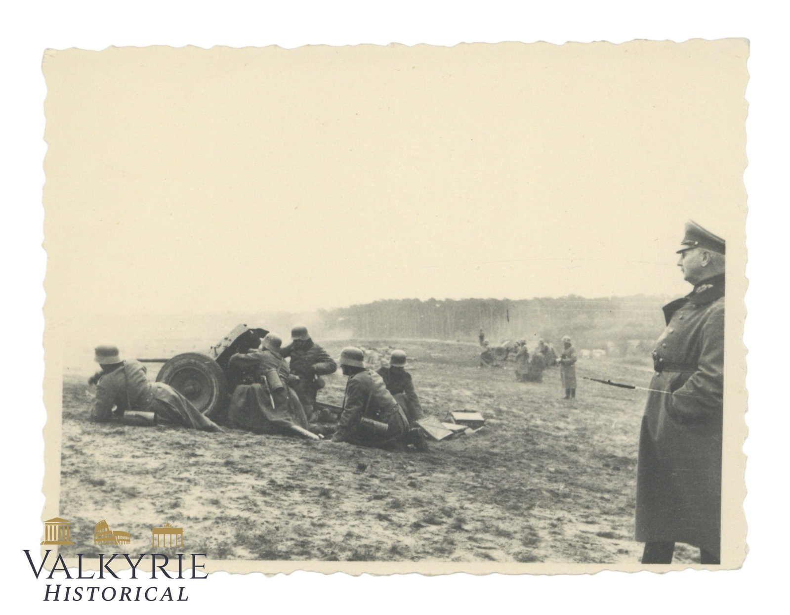 German Wehrmacht General Mueller Observing Some Artillery Maneuver With Cannons (1 of 2)