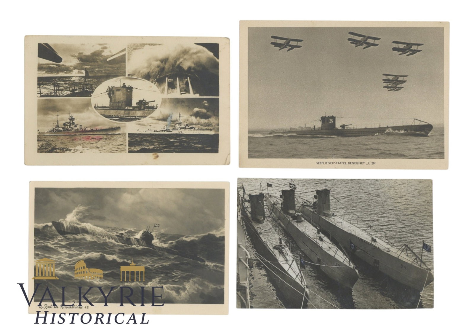 Set of 4 German Propaganda Postcards About the Kriegsmarine and U-Boot - Circulated (1 of 6)
