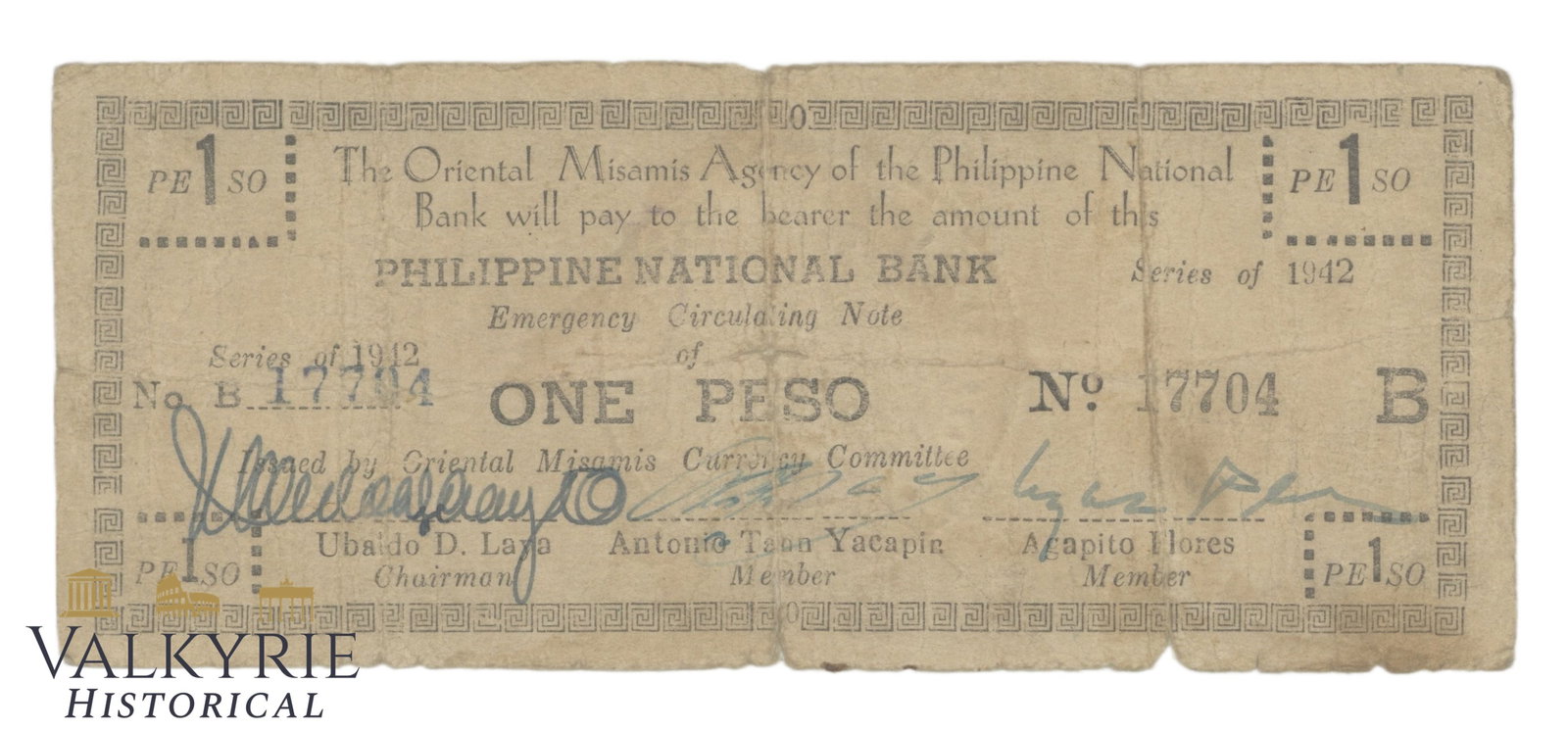 Philippines – Oriental Misamis, 1 Peso, 1942, Pick S585, G, (1 of 2)