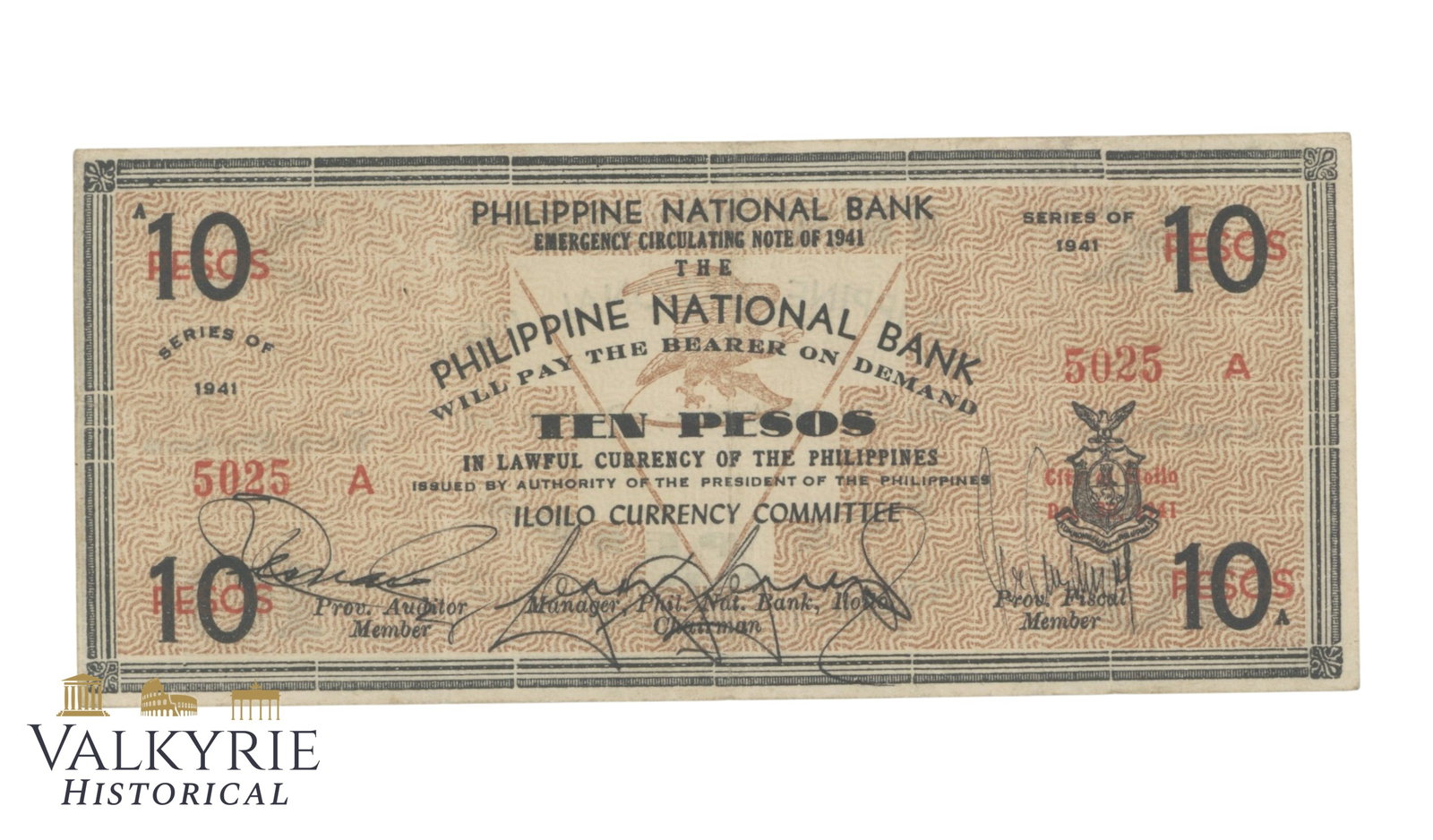 Philippines – Iloilo 10 pesos 1941, Pick – S308, VF (1 of 2)