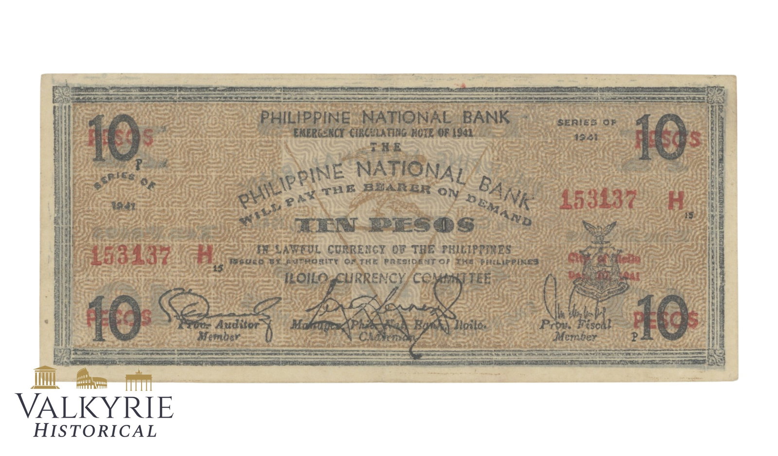 Philippines – Iloilo 10 pesos 1941, Pick – S309x1 Falsum, VF (1 of 2)