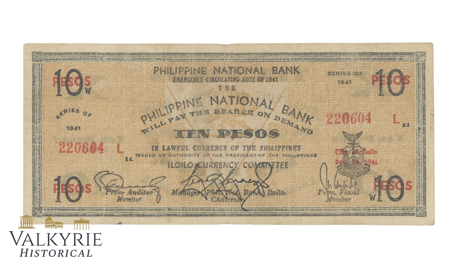 Philippines – Iloilo 10 pesos 1941, Pick – S309x2 Falsum, VF (1 of 2)
