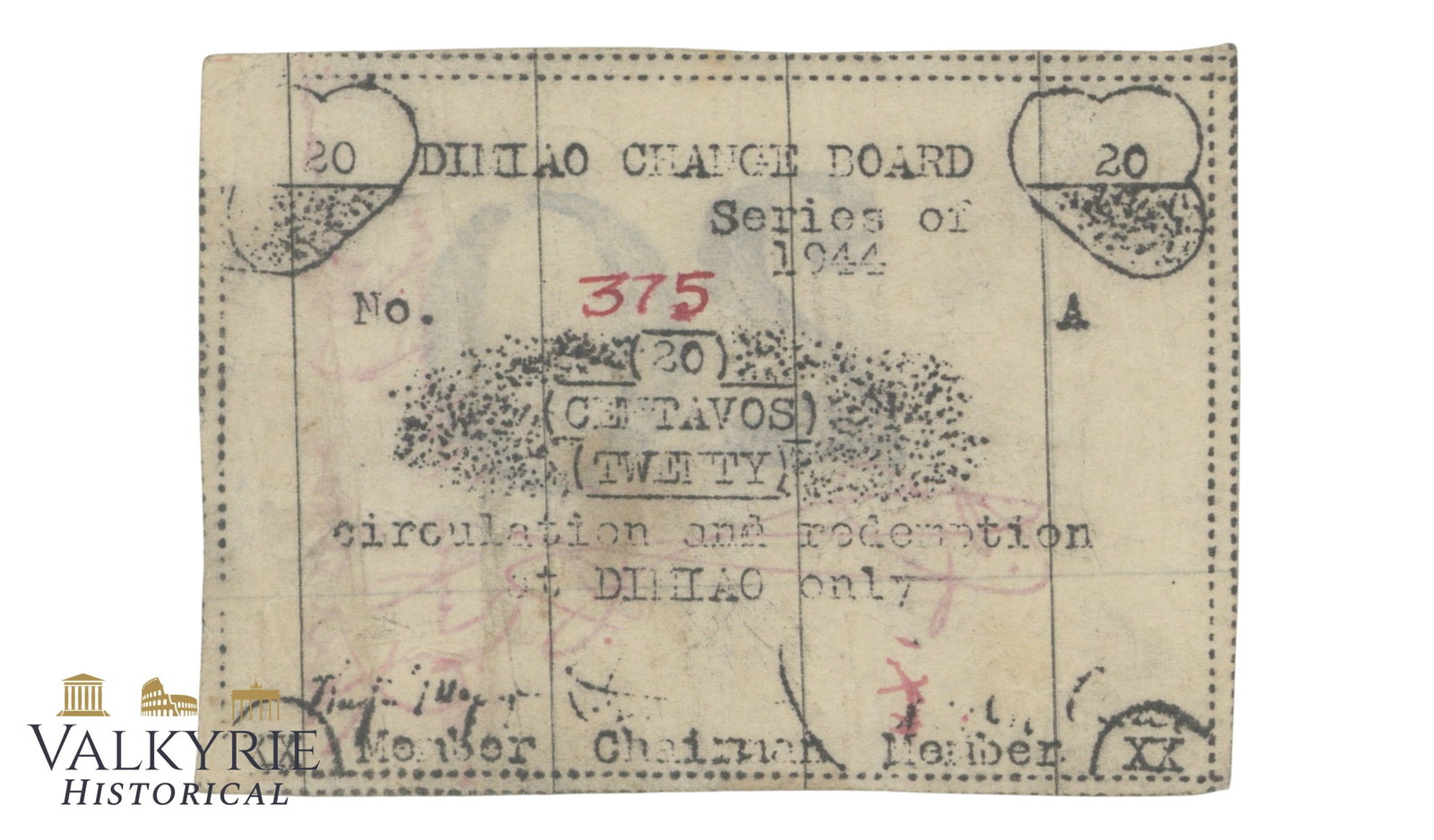 Philippines - Bohol Dimiao, 20 centavos, 1944 Pick -? , EF/XF: Philippines - Bohol Dimiao, 20 centavos, 1944 Pick -? , EF/XF .Shipping flat cost $25 it doesn't matter how many items you win. you pay just $25 for shipping.