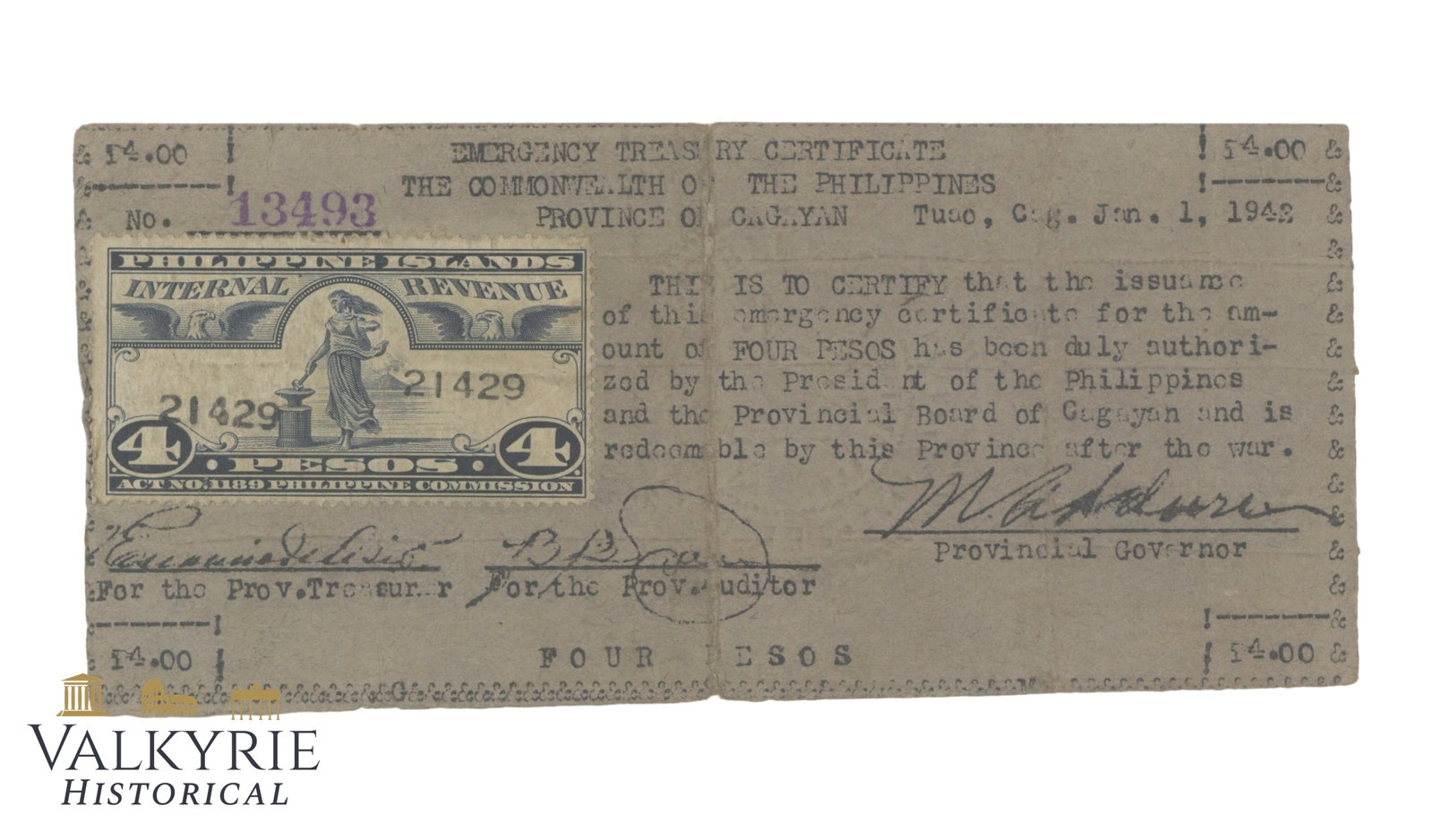 Philippines - Cagayan, 4 pesos 1942 Pick S167, F (1 of 2)