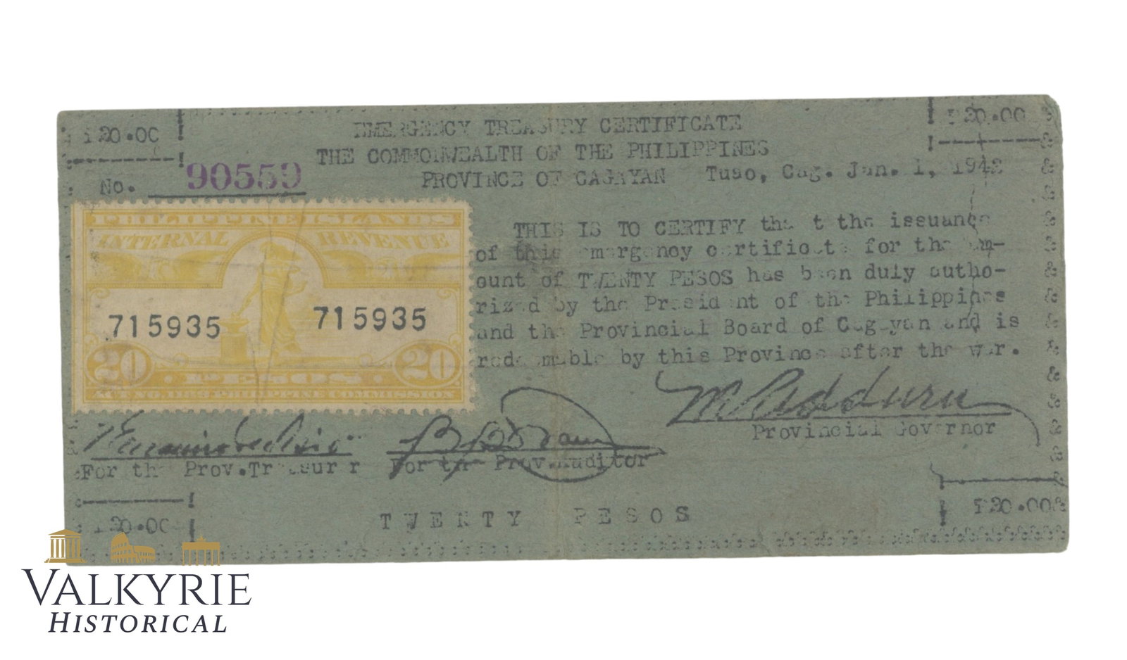 Philippines - Cagayan, 20 Pesos 1942 Pick S170, VF: Philippines - Cagayan, 20 Pesos 1942 Pick S170, VF . Shipping flat cost $25 it doesn't matter how many items you win. you pay just $25 for shipping.