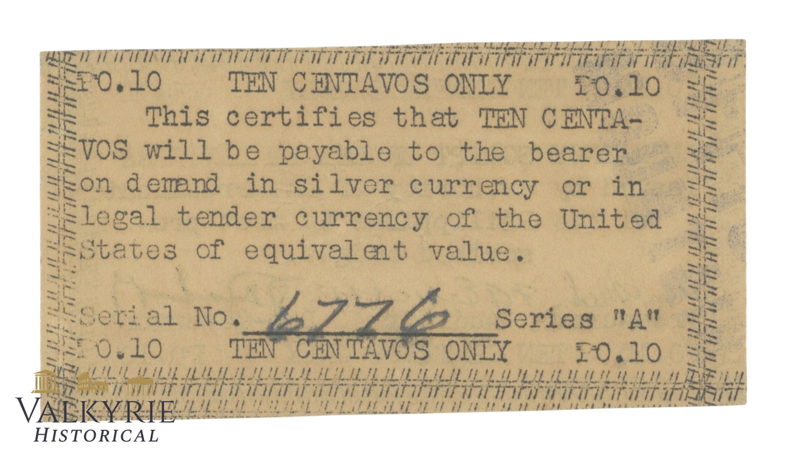 Philippines - Emergency Script, 10 Centavos 1943, Pick S121, VF: Philippines - Emergency Script, 10 Centavos 1943, Pick S121, VF . Shipping flat cost $25 it doesn't matter how many items you win. you pay just $25 for shipping.