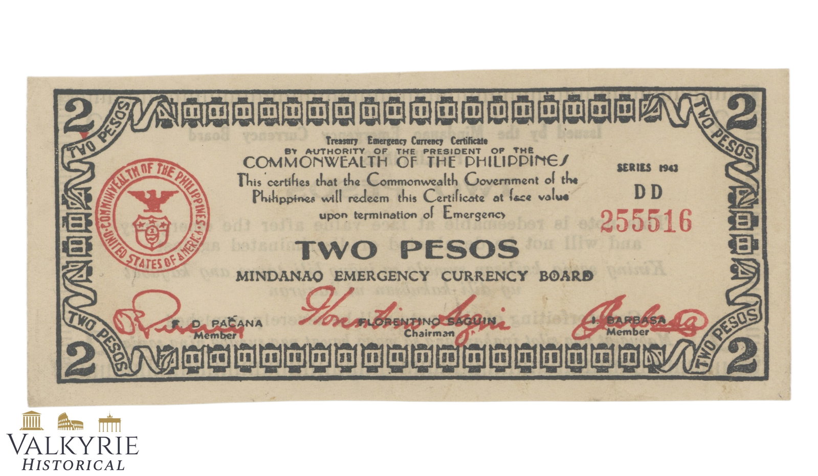Philippines – Mindanao, 2 Pesos, 1943, Pick S506, VF+ (1 of 2)