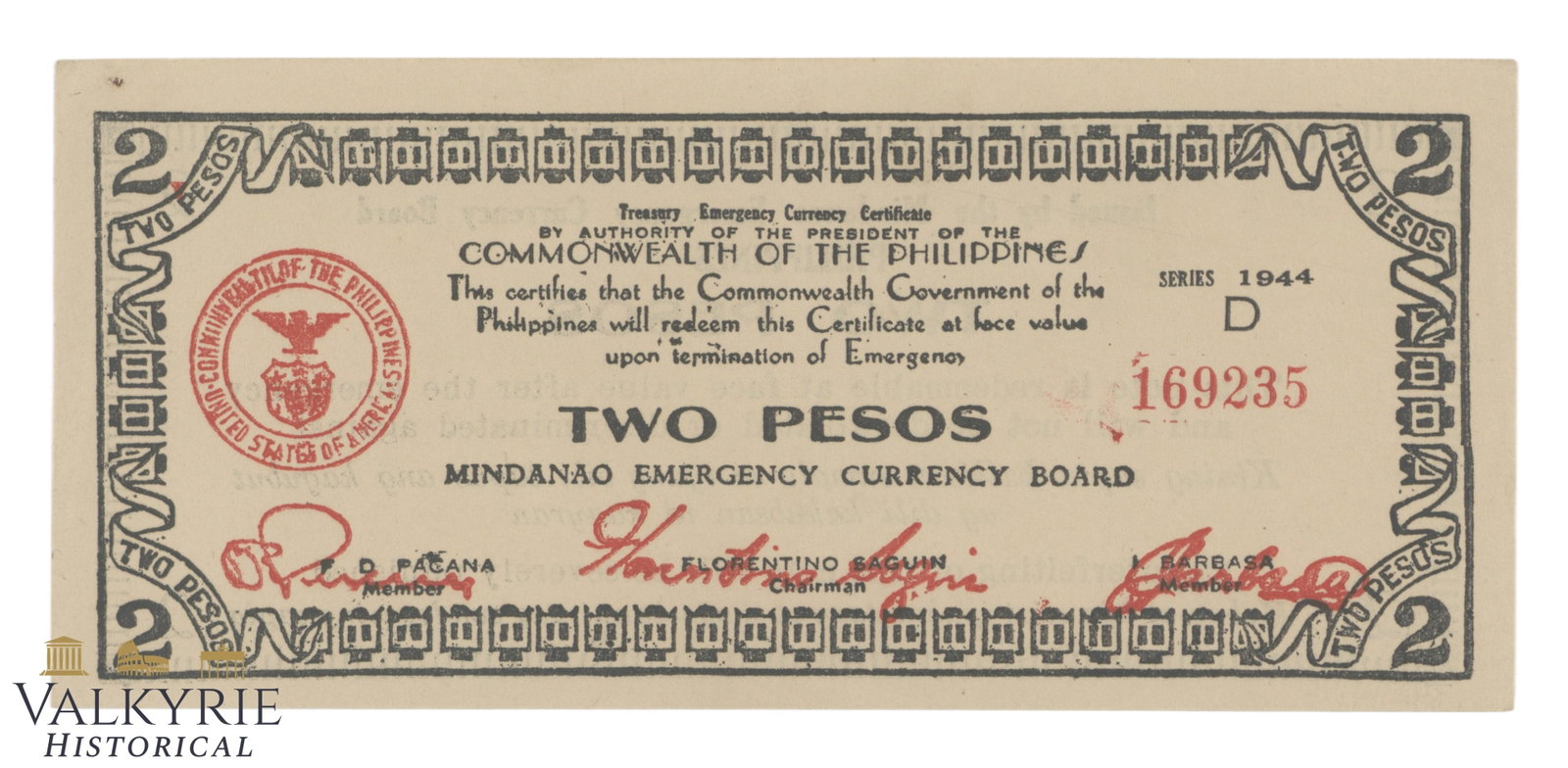 Philippines – Mindanao, 2 Pesos, 1944, Pick S516b, XF/EF- (1 of 2)