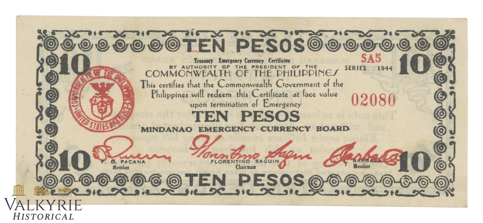 Philippines – Mindanao, 10 Pesos, 1944, Pick S527f, XF/EF+: Philippines – Mindanao, 10 Pesos, 1944, Pick S527f, XF/EF+ . Shipping flat cost $25 it doesn't matter how many items you win. you pay just $25 for shipping.