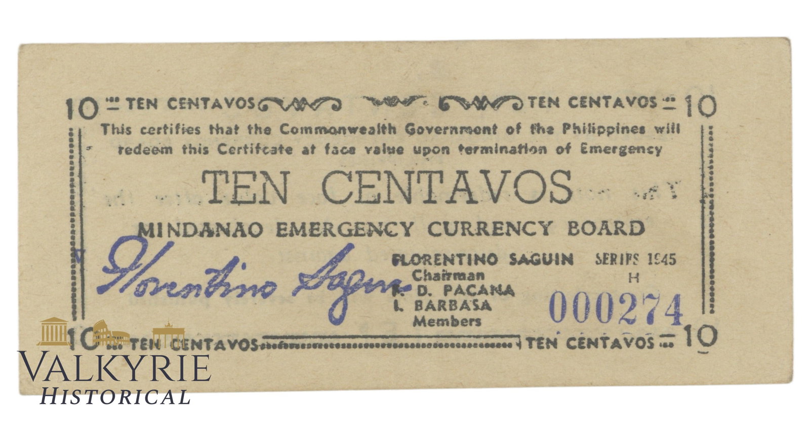 Philippines – Mindanao, 10 Centavos, 1945, Pick S532b, VF: Philippines – Mindanao, 10 Centavos, 1945, Pick S532b, VF . Shipping flat cost $25 it doesn't matter how many items you win. you pay just $25 for shipping.